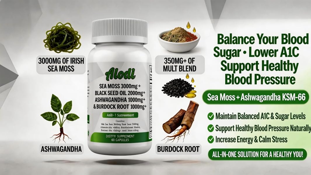 ALODI Super Seaweed Blend Supplement - Contains KSM-66 Ashwagandha, Black Seed Oil, Burdock Root, Kelp, Supports Digestion, Sleep, and Immune Health - TrustMedUSA