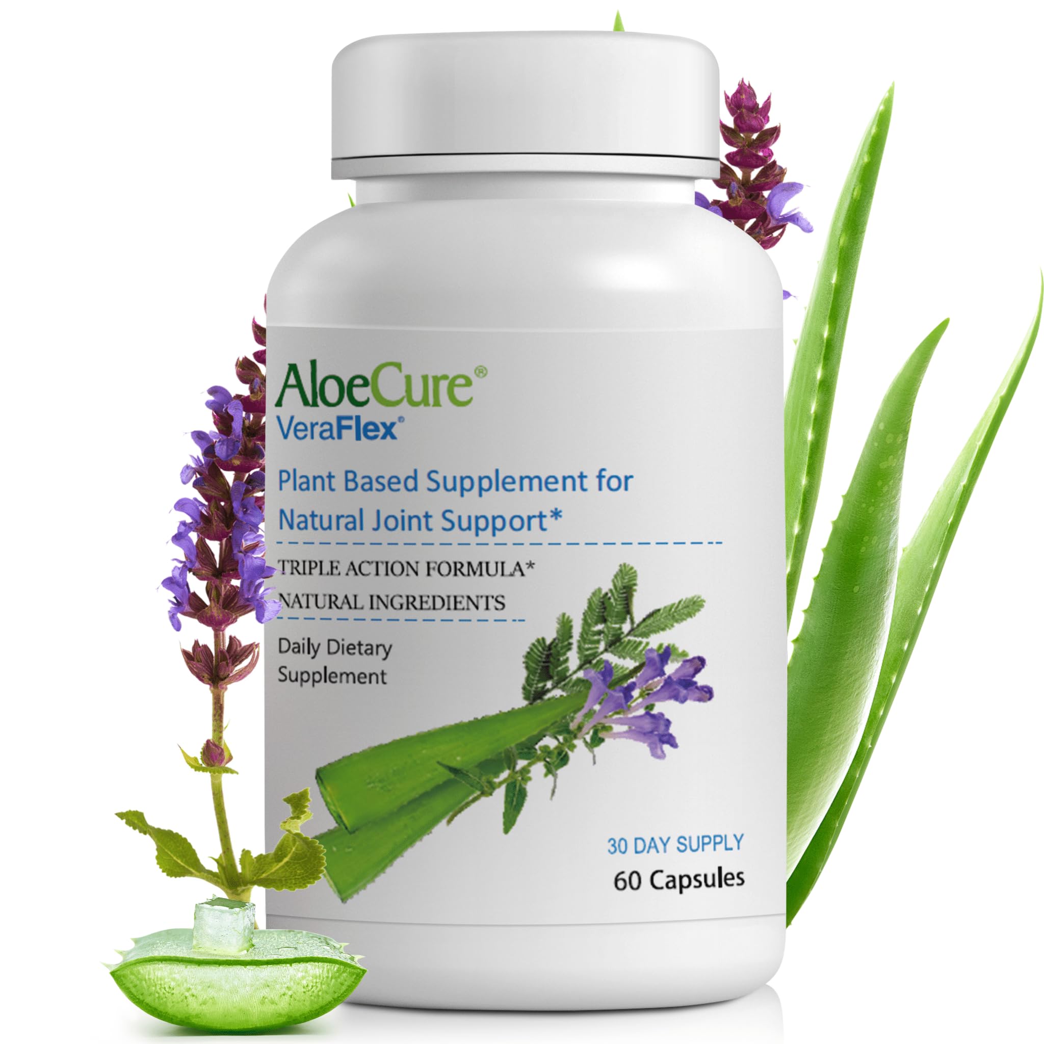 AloeCure VeraFlex Natural Joint Health, 60 Capsules, Clinically Tested Natural Plant-Based Formula to Support Comfort, Mobility and Flexibility - Featuring Organic Aloe Vera - TrustMedUSA