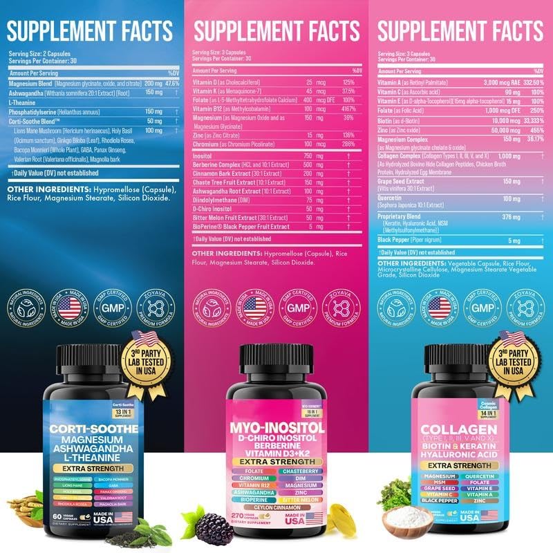 ALongDeng She Shines Set - Ultimate Women's All-in-One Supplement with Corti-Soothe, Myo-Inositol, Collagen & Extra Strength Ingredients - TrustMedUSA