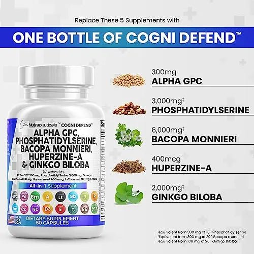 Alpha GPC Choline 300mg Phosphatidylserine 3000mg Bacopa Monnieri - TrustMedUSA