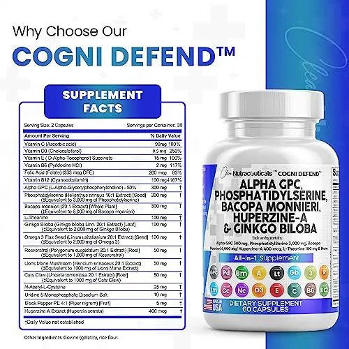 Alpha GPC Choline 300mg Phosphatidylserine 3000mg Bacopa Monnieri - TrustMedUSA