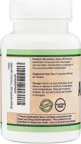 Alpha GPC Choline 600mg Capsules - Brain Support Supplement for Focus, Memory - TrustMedUSA