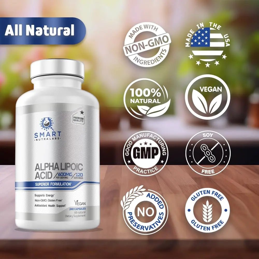 Alpha Lipoic Acid 600mg Per Serving, 240 Vegan Capsules- Gluten Free - TrustMedUSA