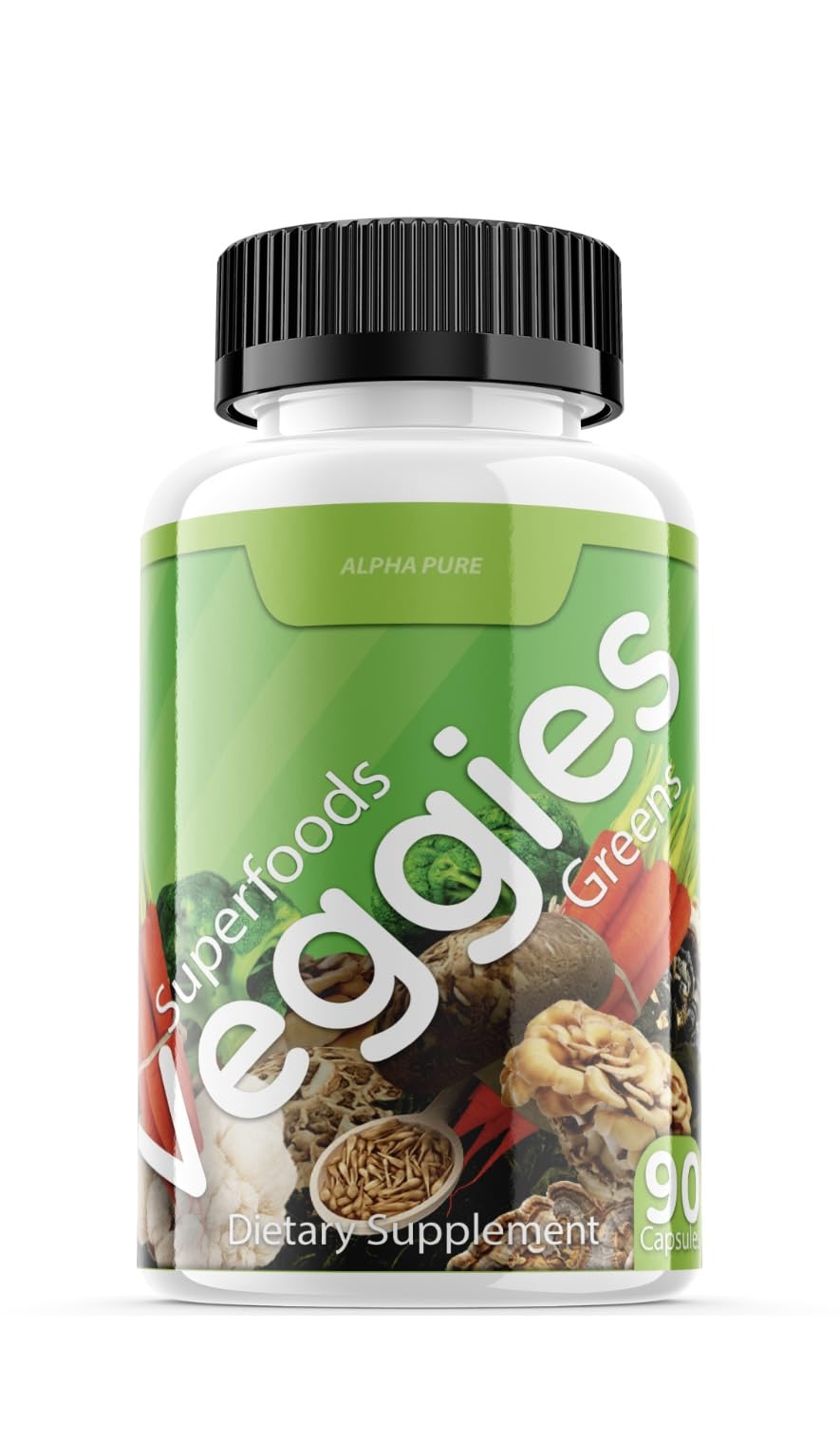 Alpha Pure Superfoods Reds Fruits and Greens 180 Capsules Vegetables Fruits and Veggies Superfood | Natural Balance of 90 Fruit Capsules, 90 Veggie Capsules for Men, Women Vitamins and Minerals - TrustMedUSA