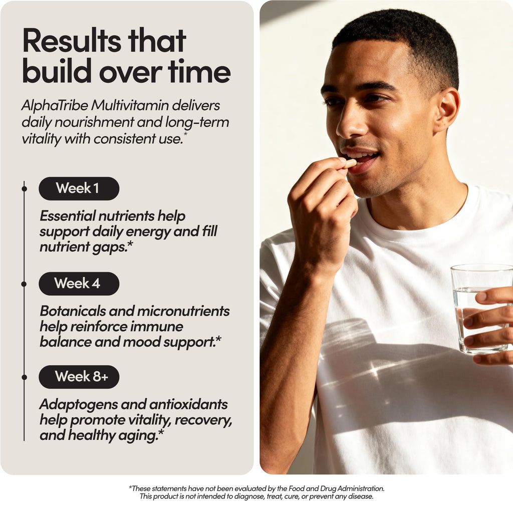 Alpha Tribe Multivitamin for Men & Organizer w/Seamoss Black Seed Oil Ashwagandha Burdock Root Turmeric Bladderwrack Vitamin C | Daily Men's Vitamins & Minerals Supplement | 60 Count - TrustMedUSA