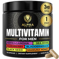 Alpha Tribe Multivitamin for Men with Seamoss Black Seed Oil Ashwagandha Burdock Root, Turmeric Bladderwrack, Vitamin C, Elderberry, Manuka, Yellow Dock | Daily Men's Vitamins and Minerals Supplement - TrustMedUSA