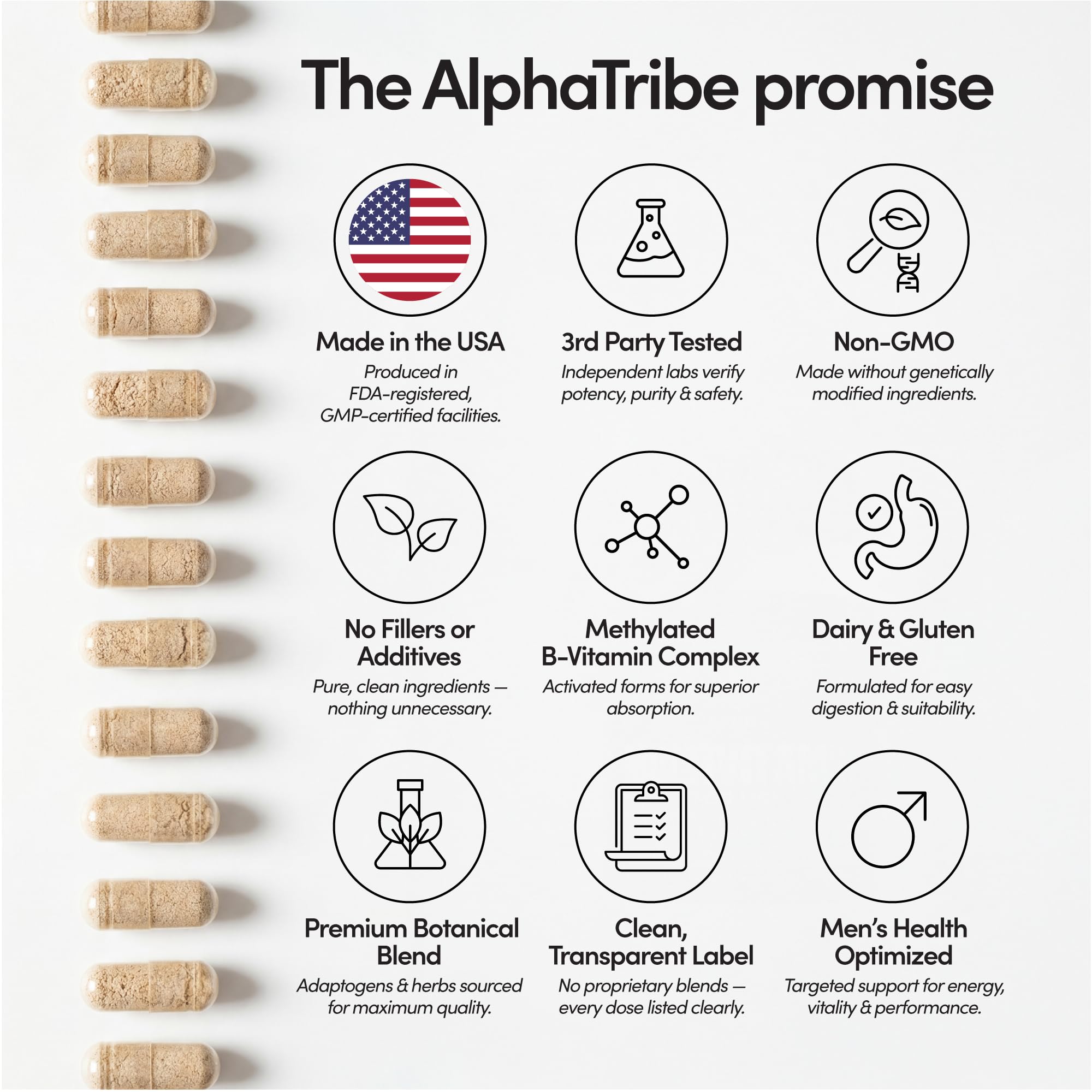 Alpha Tribe Multivitamin for Men with Seamoss Black Seed Oil Ashwagandha Burdock Root, Turmeric Bladderwrack, Vitamin C, Elderberry, Manuka, Yellow Dock | Daily Men's Vitamins and Minerals Supplement - TrustMedUSA