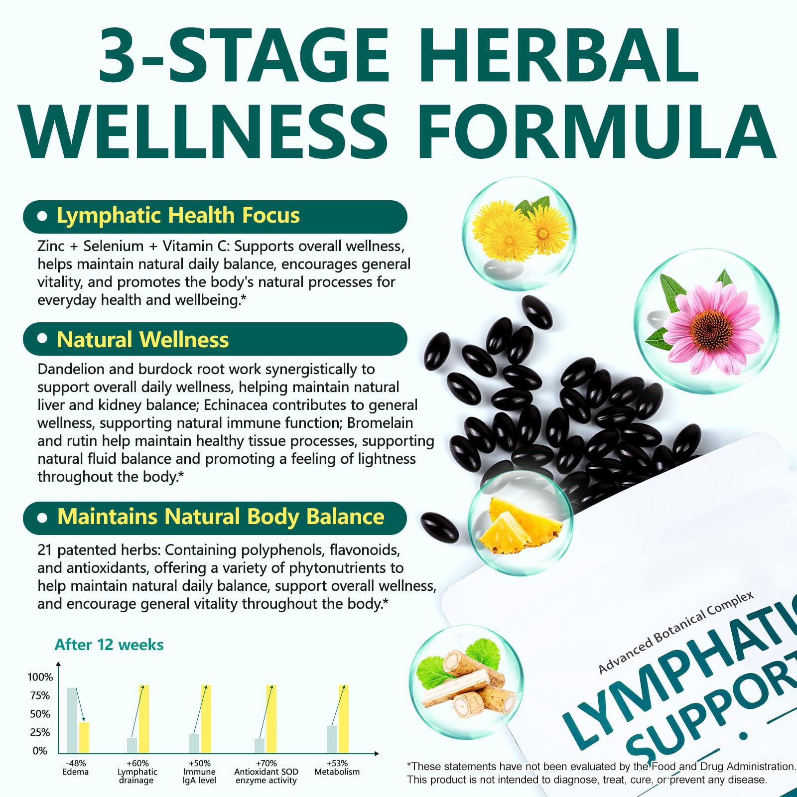 Alstaky Lymphatic Drainage Supplement - 240 Softgels, with Echinacea, Dandelion, and Burdock, Promotes Healthy Circulation & Fluid Balance, Lymph System Support Supplement for Women & Men - Maple Wellness Supplements