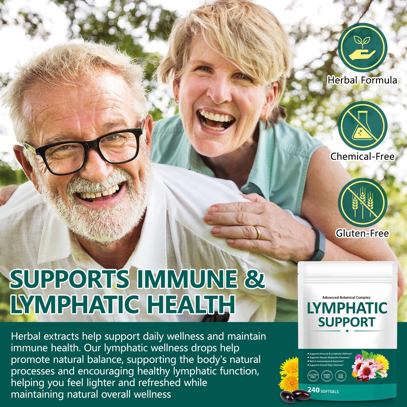 Alstaky Lymphatic Drainage Supplement - 240 Softgels, with Echinacea, Dandelion, and Burdock, Promotes Healthy Circulation & Fluid Balance, Lymph System Support Supplement for Women & Men - Maple Wellness Supplements