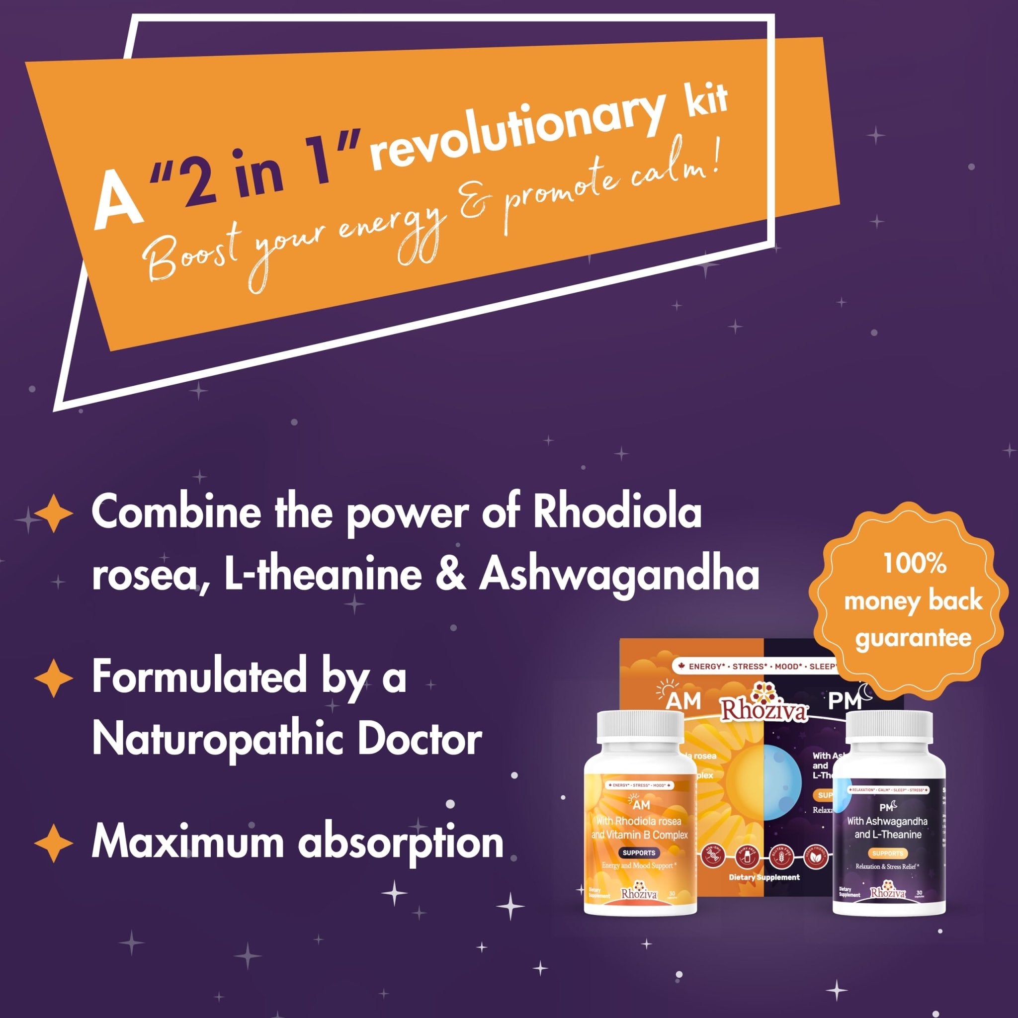 AM PM Multivitamin - Cortisol Supplements for Women and Men with L-Theanine, Ashwagandha - Rhodiola Rosea Supplement 200mg - Vitamin B Complex - Nootropics - Day and Night Vitamins for Women & Men - TrustMedUSA