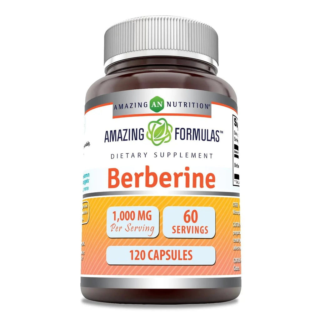 Amazing Formulas Berberine 1000mg Per Serving 120 Capsules Supplement | Non GMO - TrustMedUSA