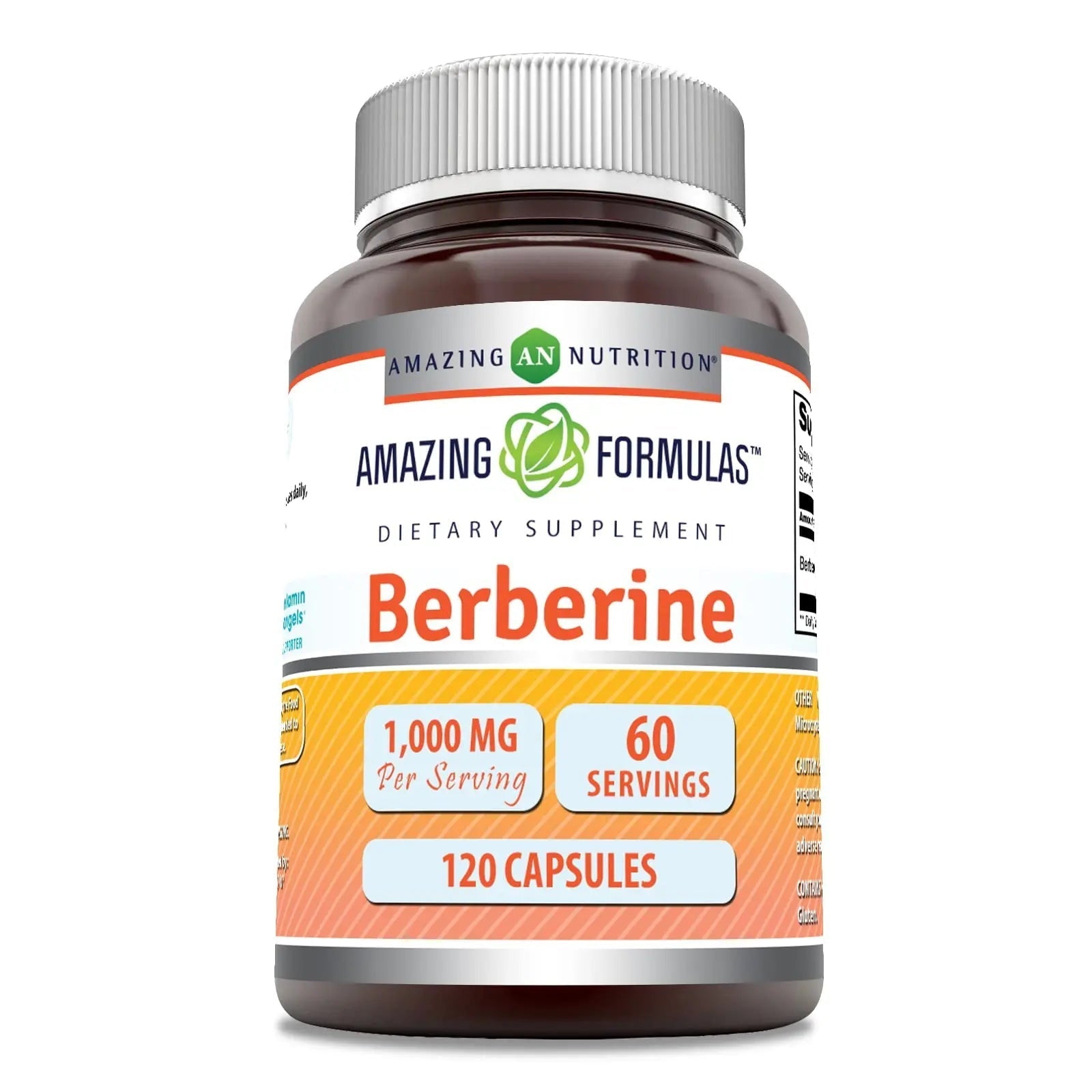 Amazing Formulas Berberine 1000mg Per Serving 120 Capsules Supplement | Non GMO - TrustMedUSA
