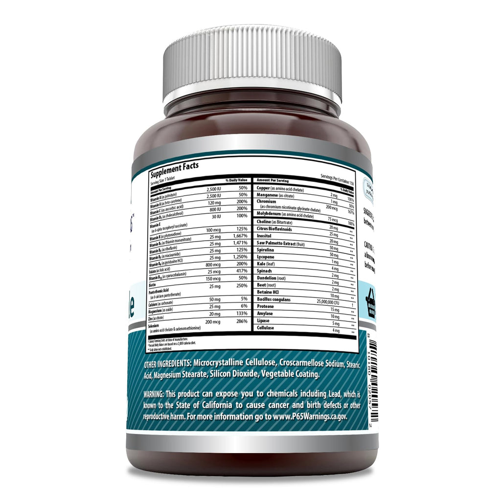 Amazing Formulas Men's One Multivitamin Supplement | Food Based | 150 Tablets | Perfect Blend of Vitamins, Minerals & Probiotics | Non-GMO | Gluten-Free | Made in USA - TrustMedUSA