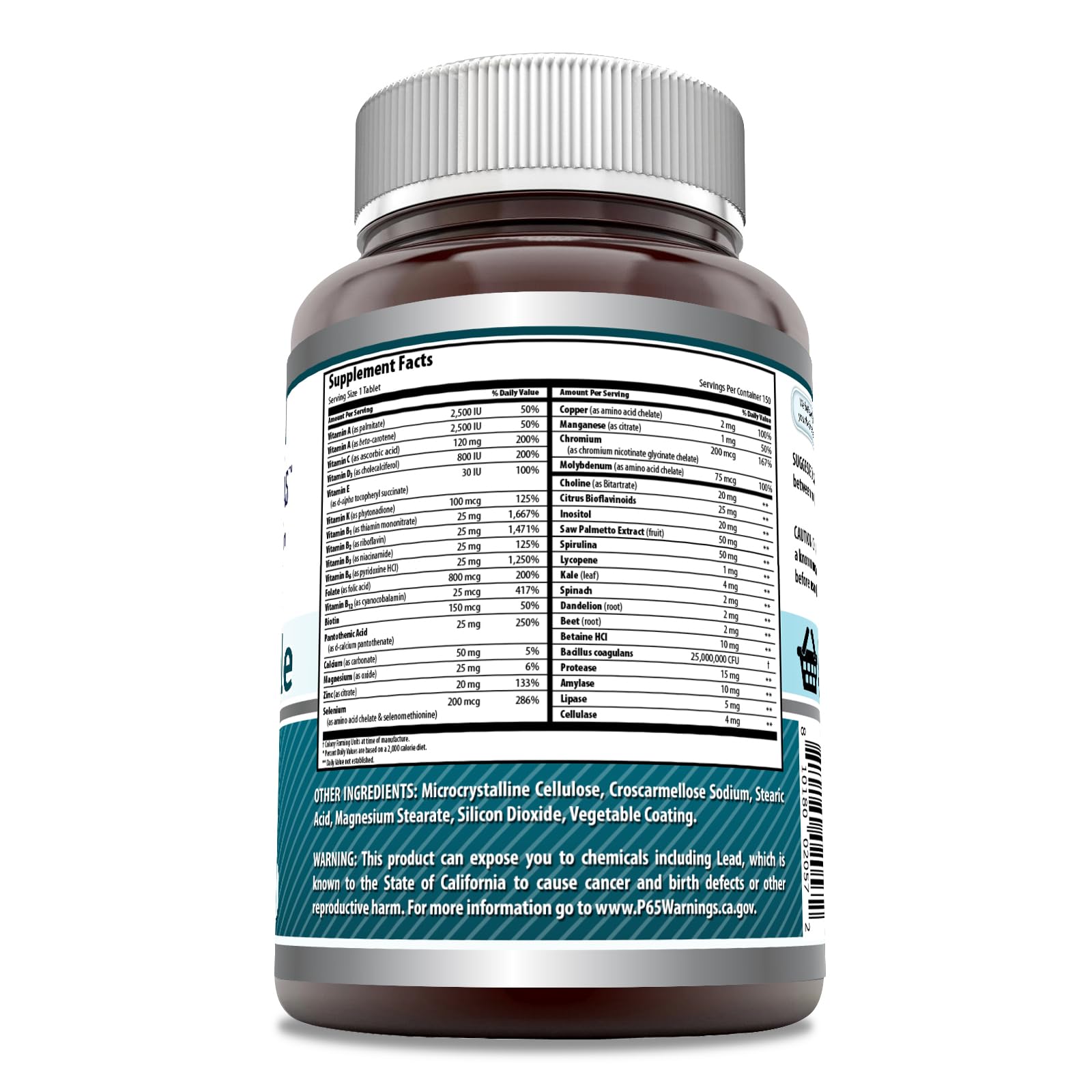 Amazing Formulas Men's One Multivitamin Supplement | Food Based | 150 Tablets | Perfect Blend of Vitamins, Minerals & Probiotics | Non-GMO | Gluten-Free | Made in USA - TrustMedUSA
