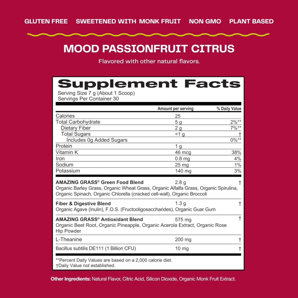 Amazing Grass Greens Blend Mood: Super Greens Powder Smoothie Mix for Mood, Relaxat - TrustMedUSA