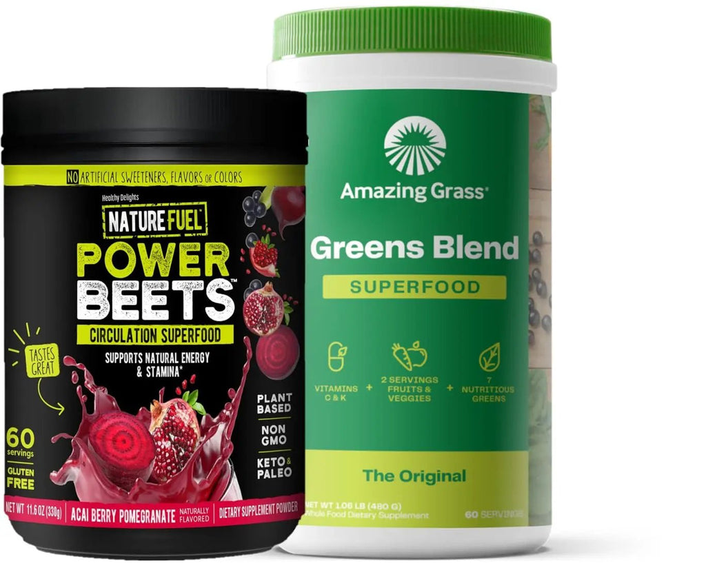Amazing Grass Greens Blend Superfood: Super Greens Powder Smoothie Mix for Boost Energy, 60 Servings & Nature Fuel Power Beets Powder, Beet Root Powder, Support Natural Energy, 60 Servings - TrustMedUSA