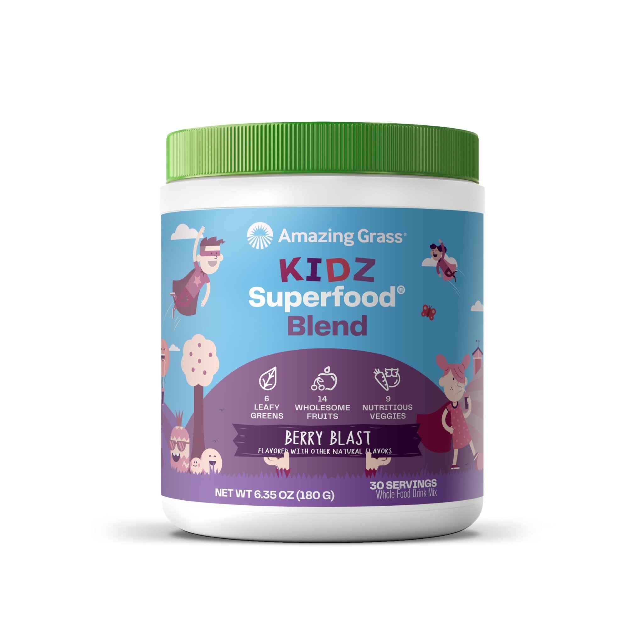 Amazing Grass Kidz Superfood: Organic Greens, Fruits, Veggies, Beet Root Powder & Probiotics for Healthy Kids, Berry Blast, 30 Servings - TrustMedUSA