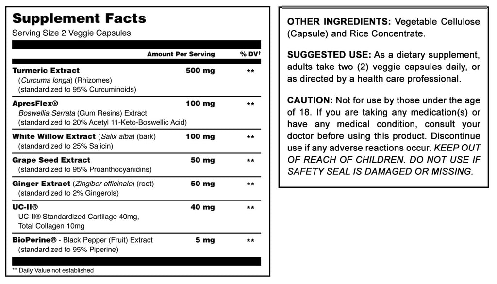 Amazing Muscle Flex Advanced Formula Supplement | Contains: Turmeric Extract, BioPerine, White Willow & More | Vegetarian Capsules | Non-GMO | Gluten-Free | Made in USA (1 Pack | 60 Count) - TrustMedUSA