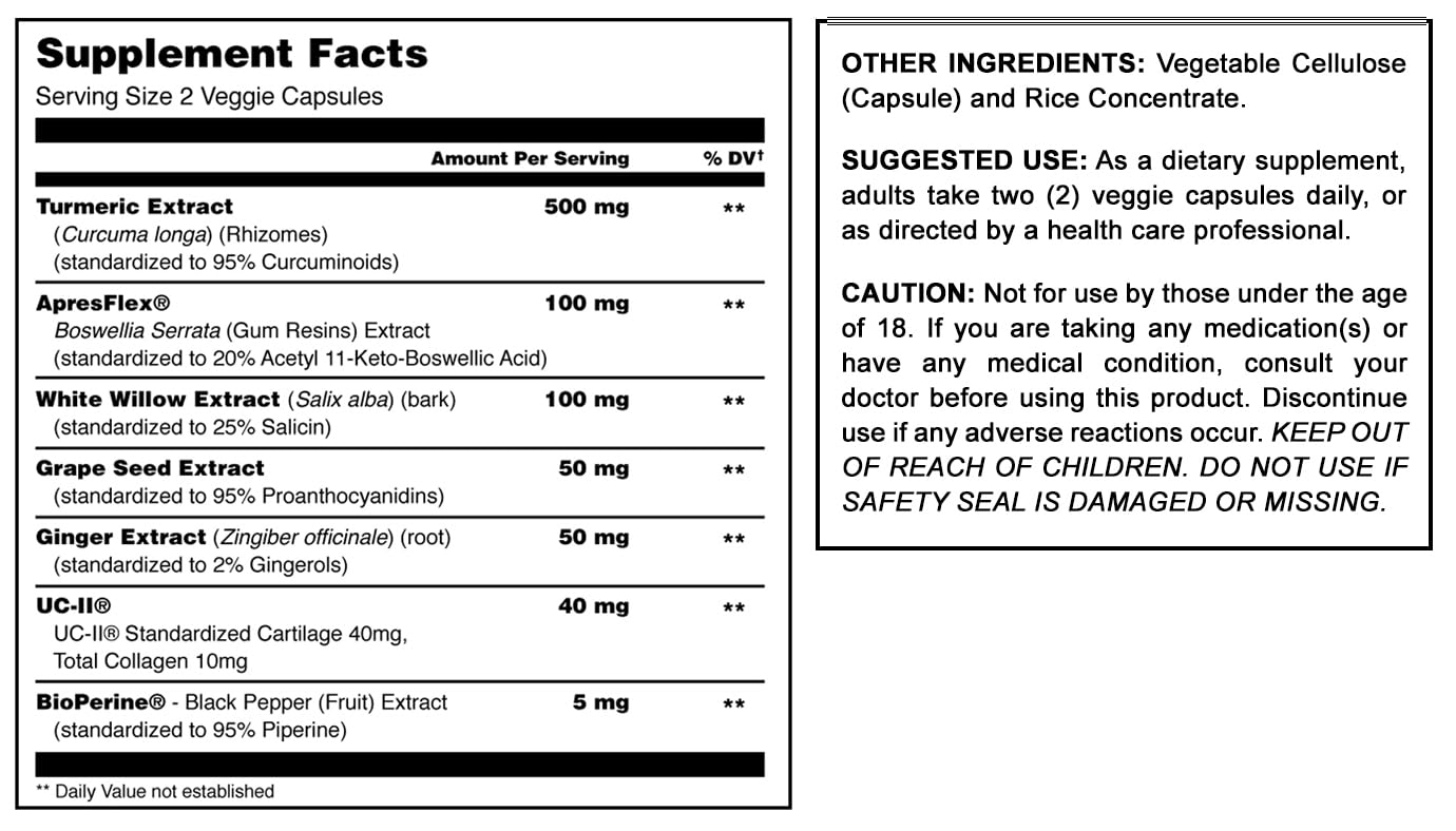 Amazing Muscle Flex Advanced Formula Supplement | Contains: Turmeric Extract, BioPerine, White Willow & More | Vegetarian Capsules | Non-GMO | Gluten-Free | Made in USA (1 Pack | 60 Count) - TrustMedUSA