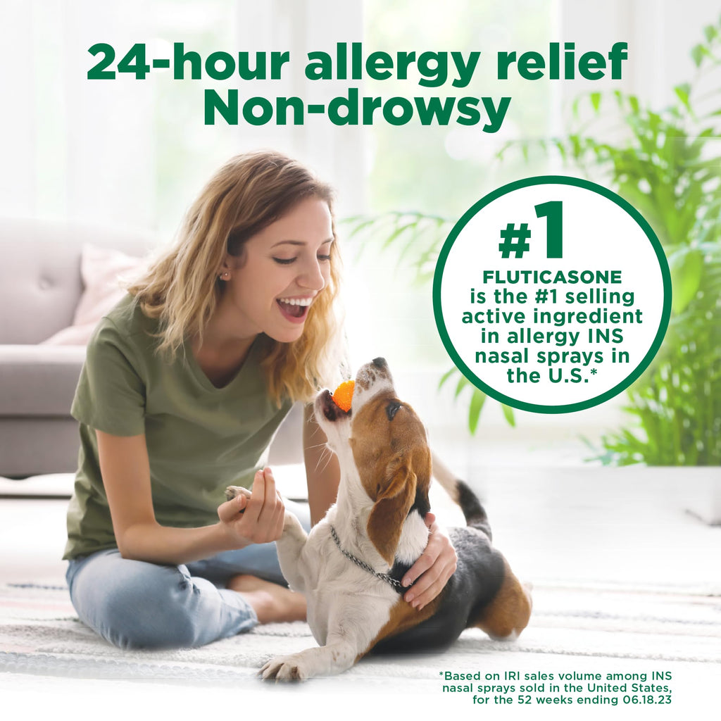 Amazon Basic Care 24-Hour Allergy Relief Nasal Spray, Fluticasone Propionate (Glucocorticoid), 50 mcg, Full Prescription Strength, Non-Drowsy, 0.62 Fl Oz - Maple Wellness Supplements