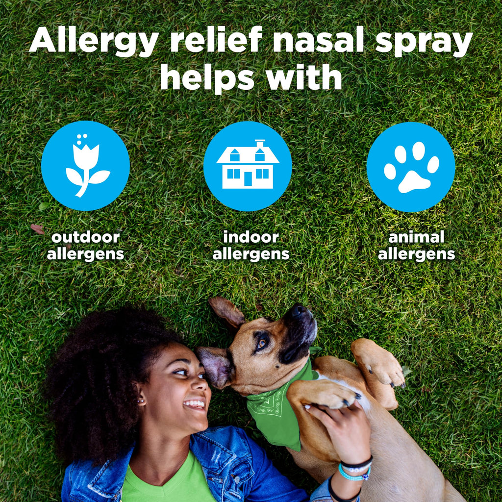 Amazon Basic Care 24-Hour Allergy Relief Nasal Spray, Fluticasone Propionate (Glucocorticoid), 50 mcg, Full Prescription Strength, Non-Drowsy, 0.62 Fl Oz - Maple Wellness Supplements