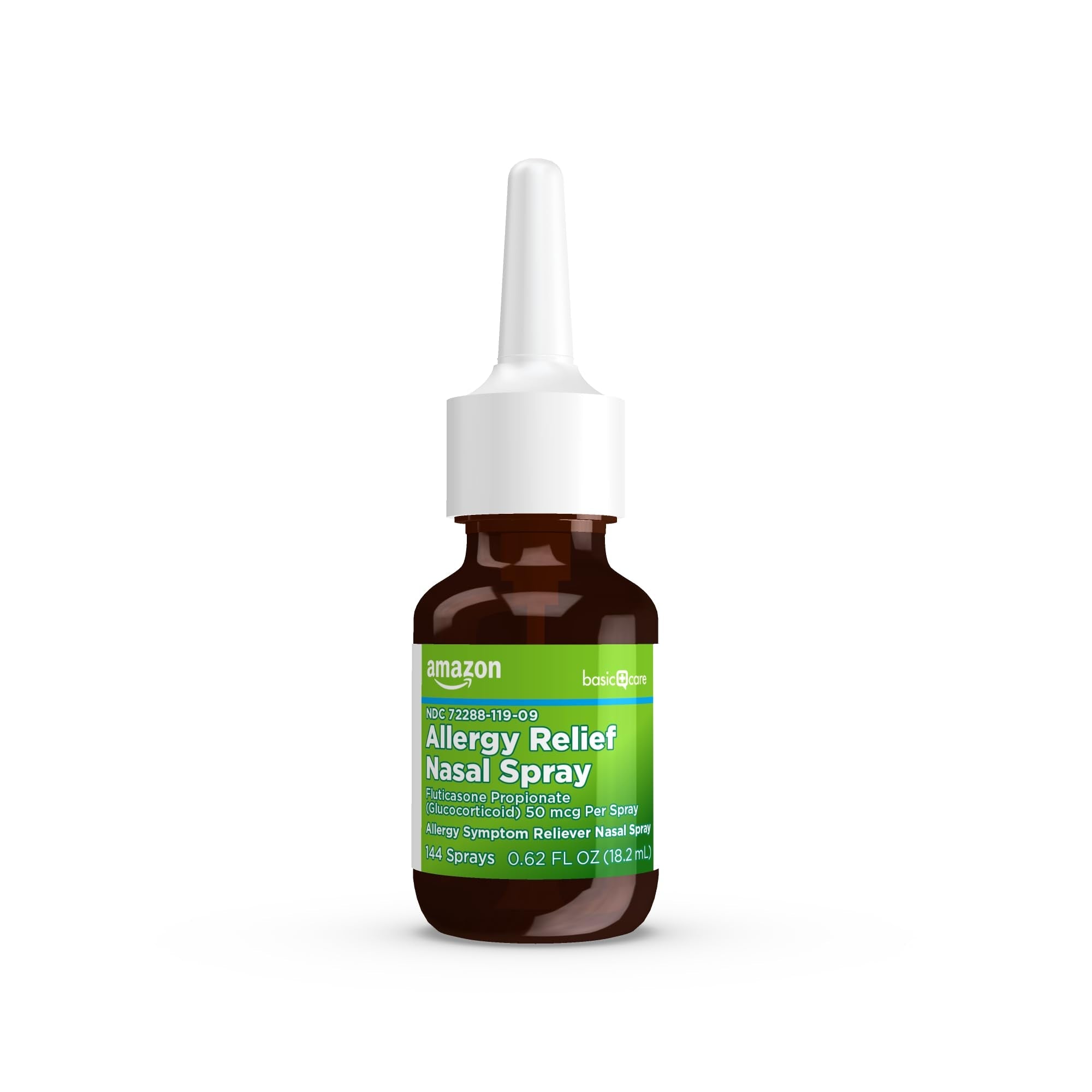 Amazon Basic Care 24-Hour Allergy Relief Nasal Spray, Fluticasone Propionate (Glucocorticoid), 50 mcg, Full Prescription Strength, Non-Drowsy, 0.62 Fl Oz - Maple Wellness Supplements
