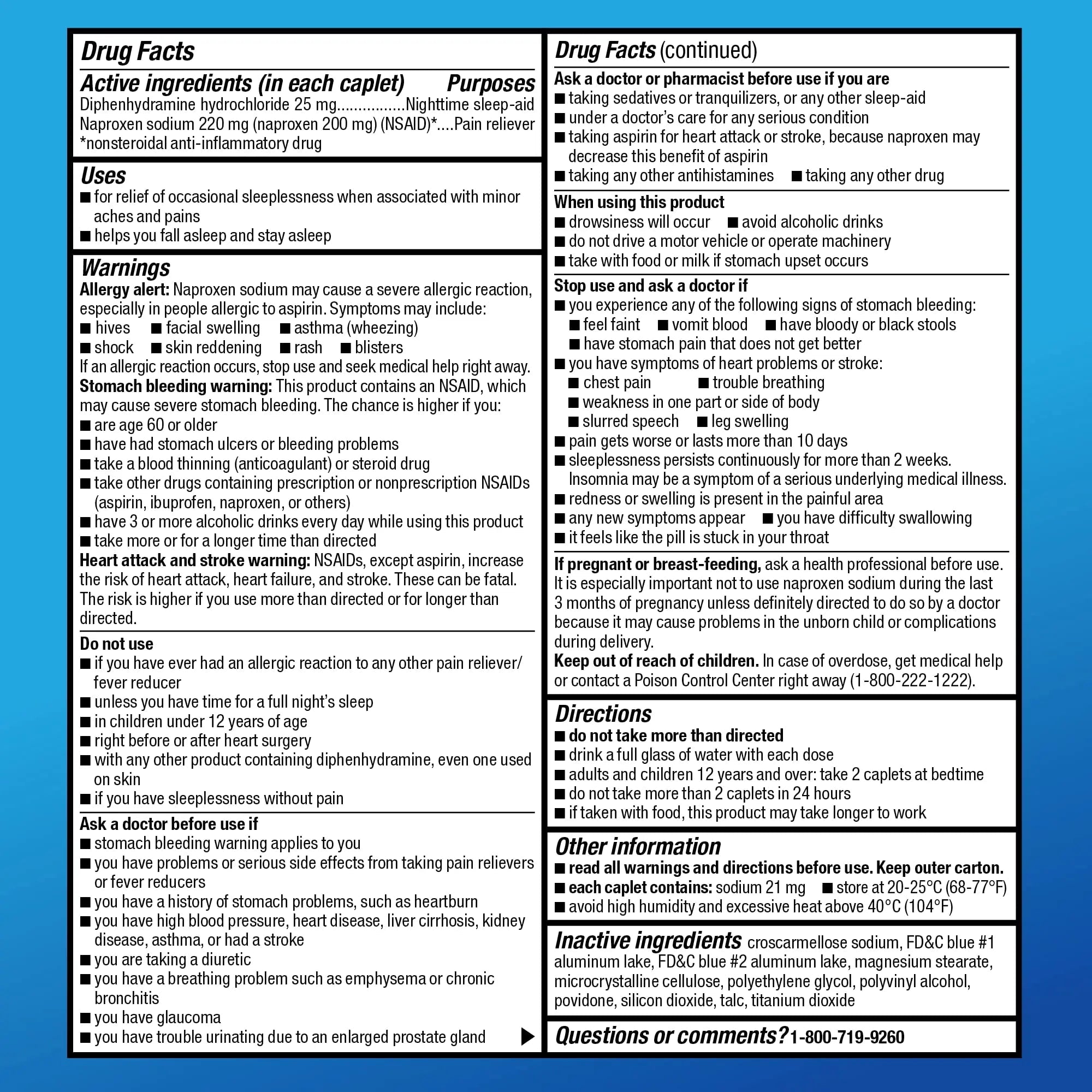 Amazon Basic Care All Night Pain Relief PM, Naproxen Sodium 220 mg/Diphenhydramine Hydrochloride 25 mg Tablets, Pain Reliever/Nighttime Sleep-Aid, 160 Count - TrustMedUSA