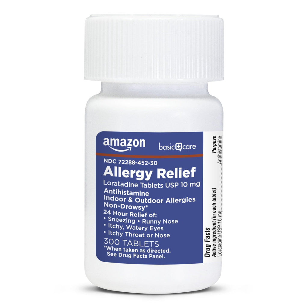 Amazon Basic Care Allergy Relief Loratadine Tablets 10 mg, 24-Hour Non-Drowsy Antihistamine for Runny Nose, Sneezing, Itchy Eyes, 300 Count - Maple Wellness Supplements