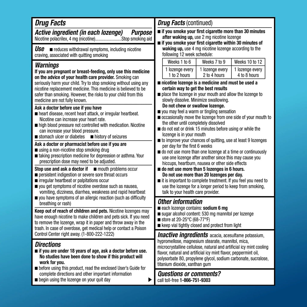 Amazon Basic Care Coated Ice Mint Nicotine Polacrilex Lozenges, 4 mg, Stop Smoking Aid, 120 Count - TrustMedUSA