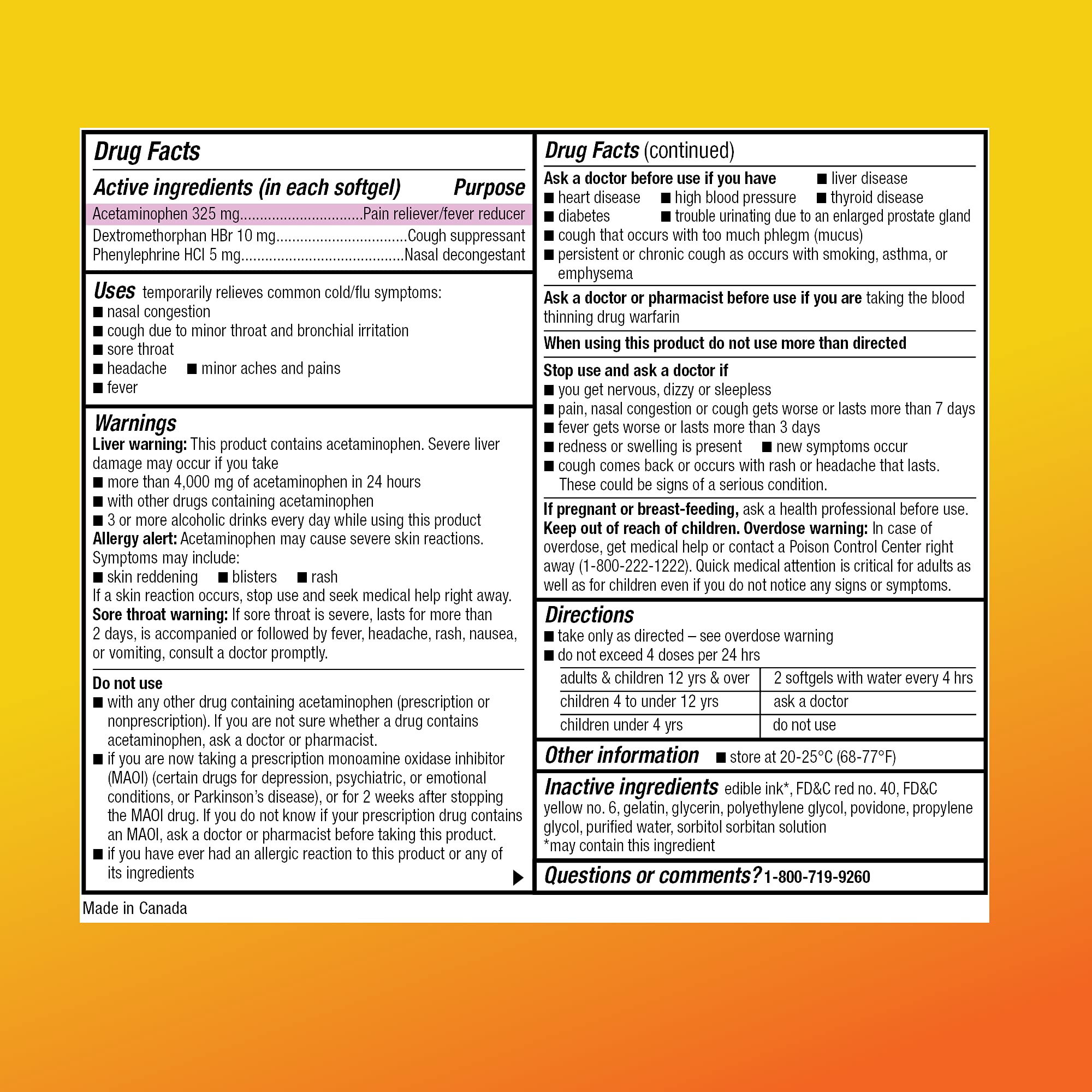 Amazon Basic Care Daytime Cold & Flu Liquid Caps; Cold Care for Daytime Cold and Flu, Orange, 48 Count (Pack of 1) - Maple Wellness Supplements
