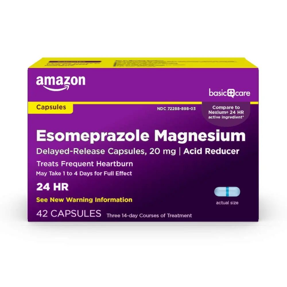Amazon Basic Care Esomeprazole Magnesium Delayed Release Capsules, 20 mg, Acid Reducer, 42 Count - TrustMedUSA