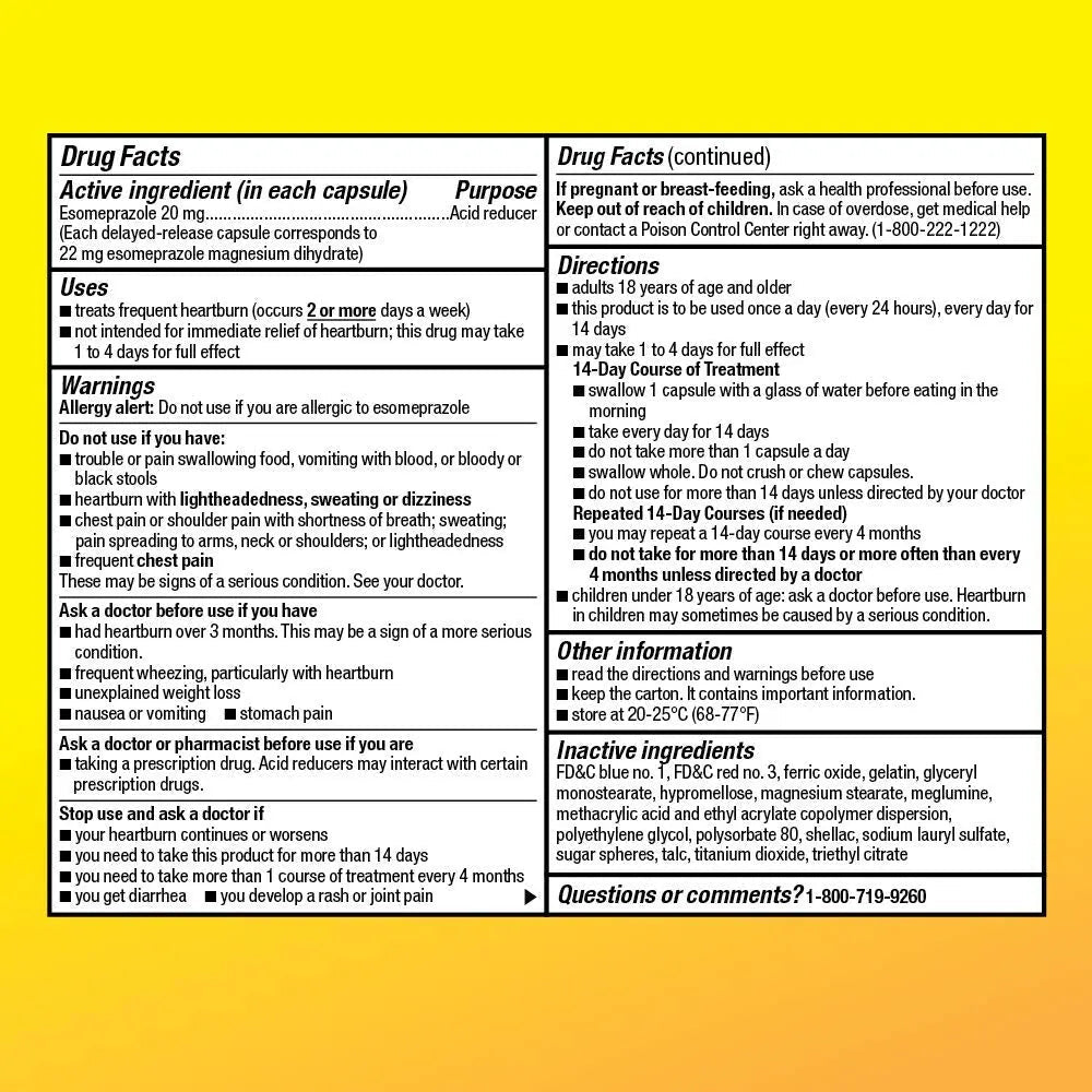 Amazon Basic Care Esomeprazole Magnesium Delayed Release Capsules, 20 mg, Acid Reducer, 42 Count - TrustMedUSA