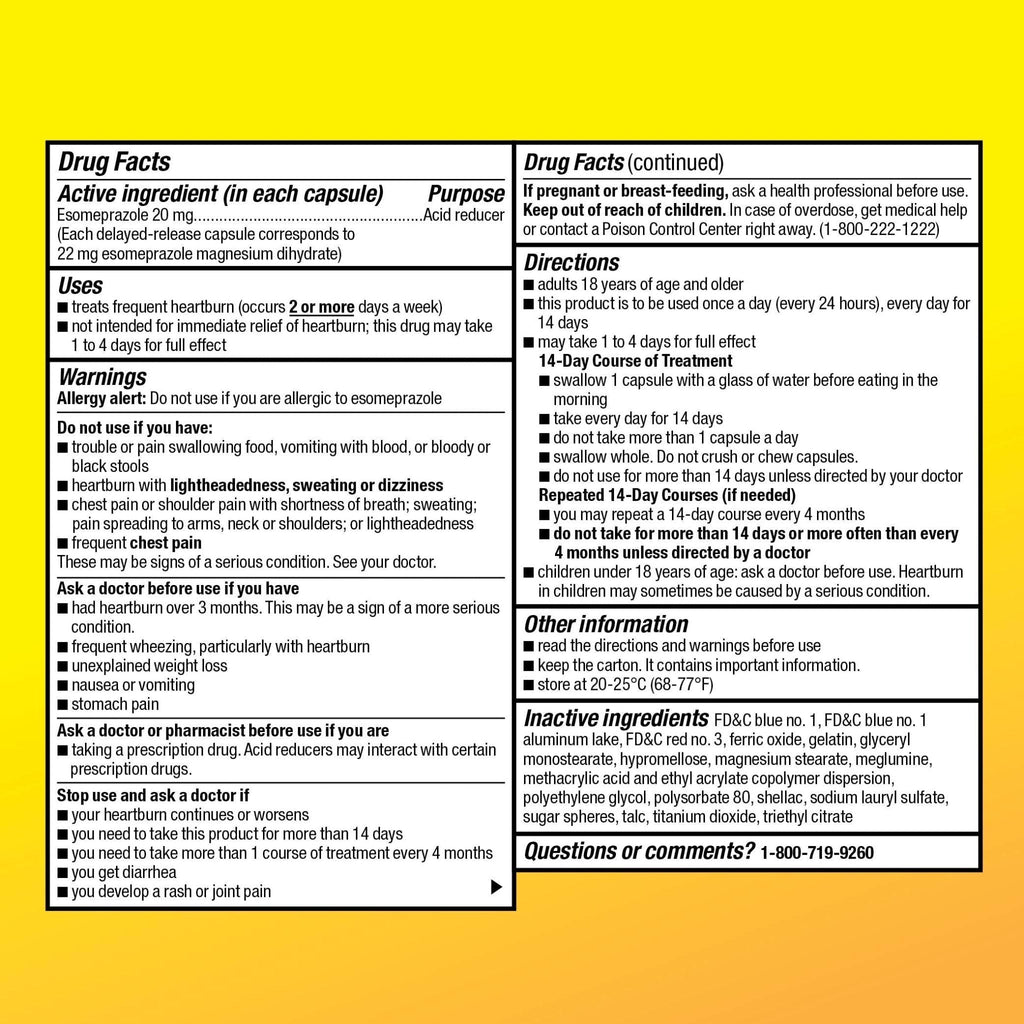 Amazon Basic Care Esomeprazole Magnesium Delayed-Release Mini Capsules, 20 mg, Acid Reducer, 24 Hour Heartburn Medicine, 42 Count - Maple Wellness Supplements