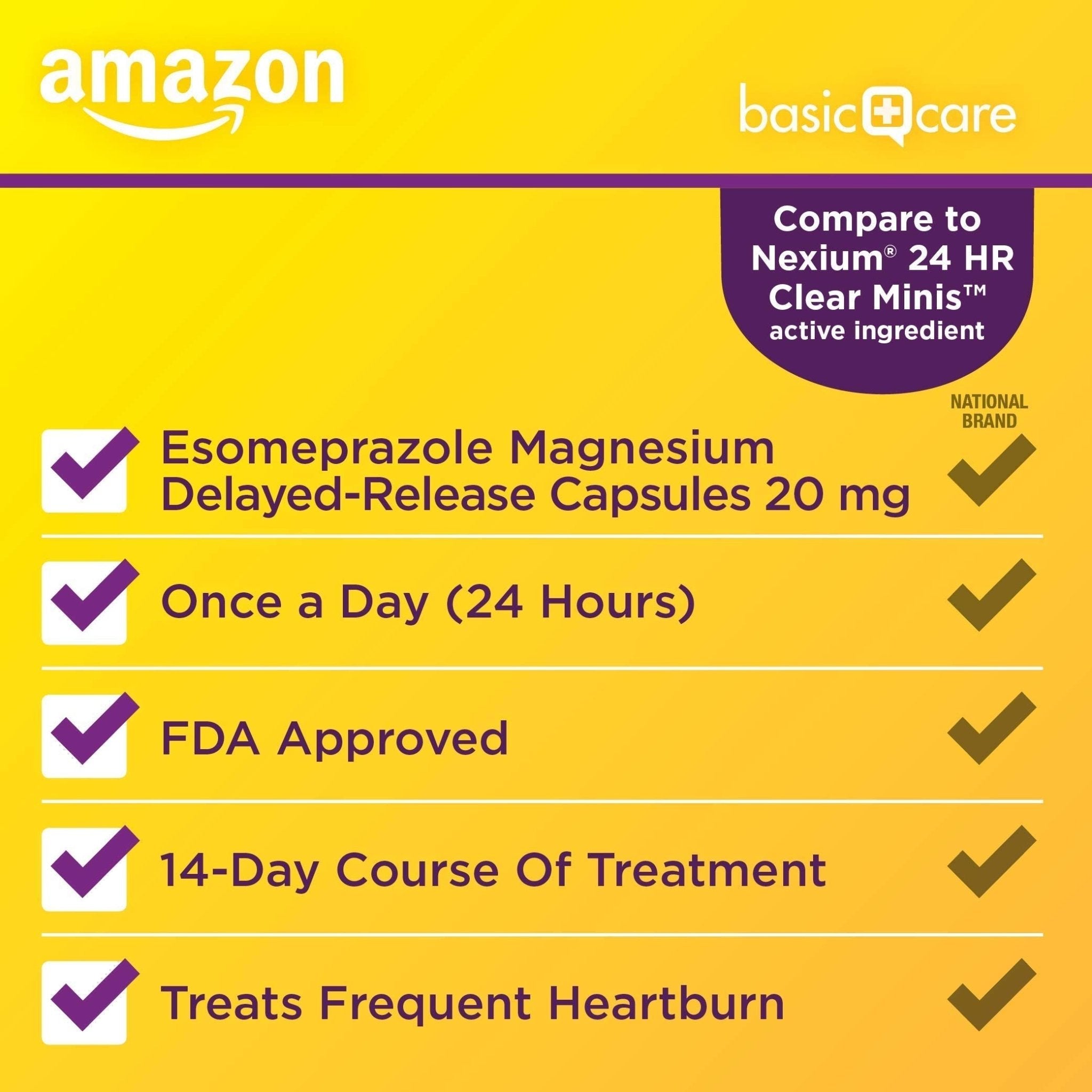 Amazon Basic Care Esomeprazole Magnesium Delayed-Release Mini Capsules, 20 mg, Acid Reducer, 24 Hour Heartburn Medicine, 42 Count - Maple Wellness Supplements