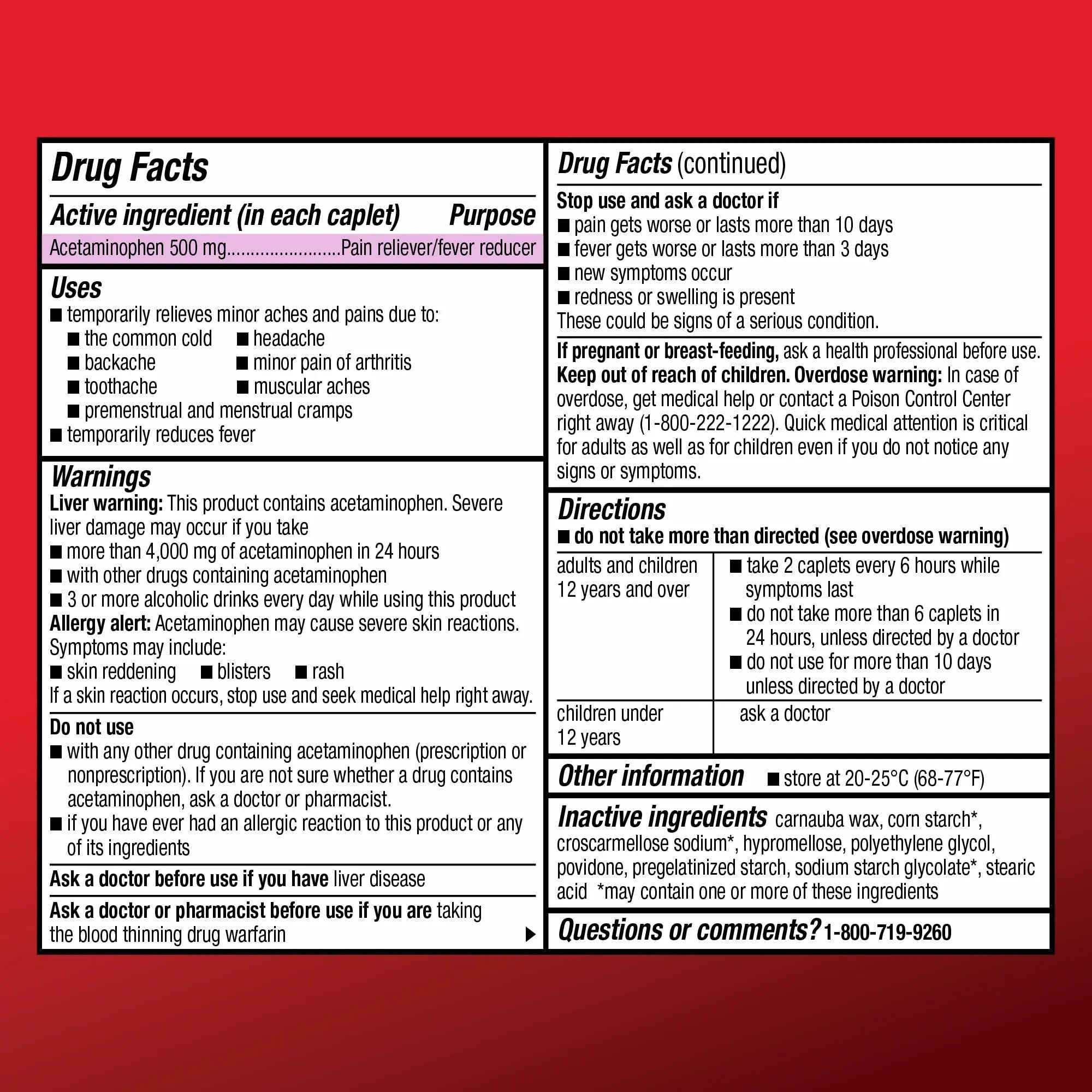 Amazon Basic Care Extra Strength Acetaminophen Caplets 500 mg, Pain Reliever and Fever Reducer, Gentle on Stomach, For Arthritis Pain, Backache Pain and More, 50 Packets of 2 Capsules Each, 100 Count - TrustMedUSA