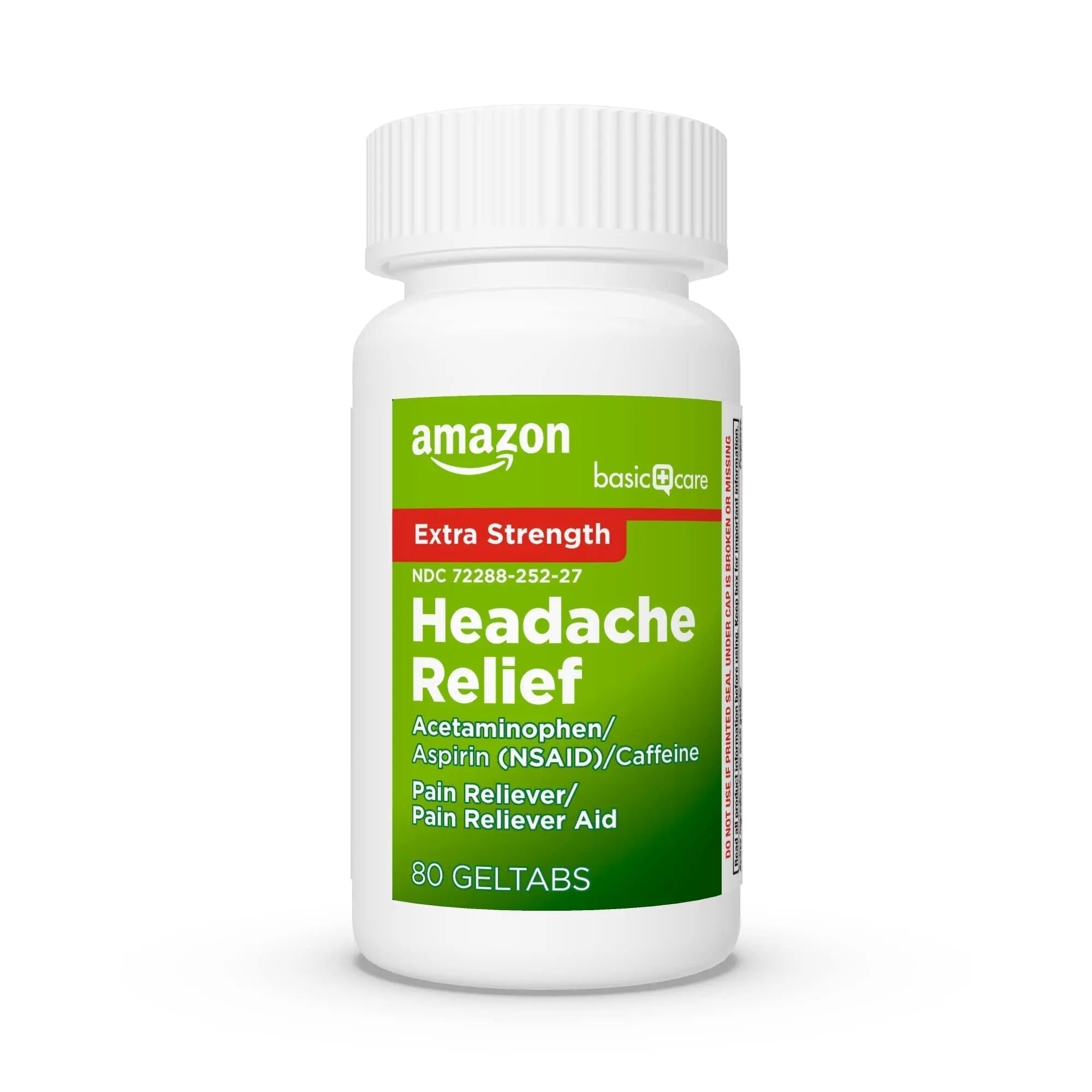 Amazon Basic Care Extra Strength Headache Relief Geltabs, Pain Reliever for Arthritis, Menstrual Pain and Cramps, 80 Count - TrustMedUSA