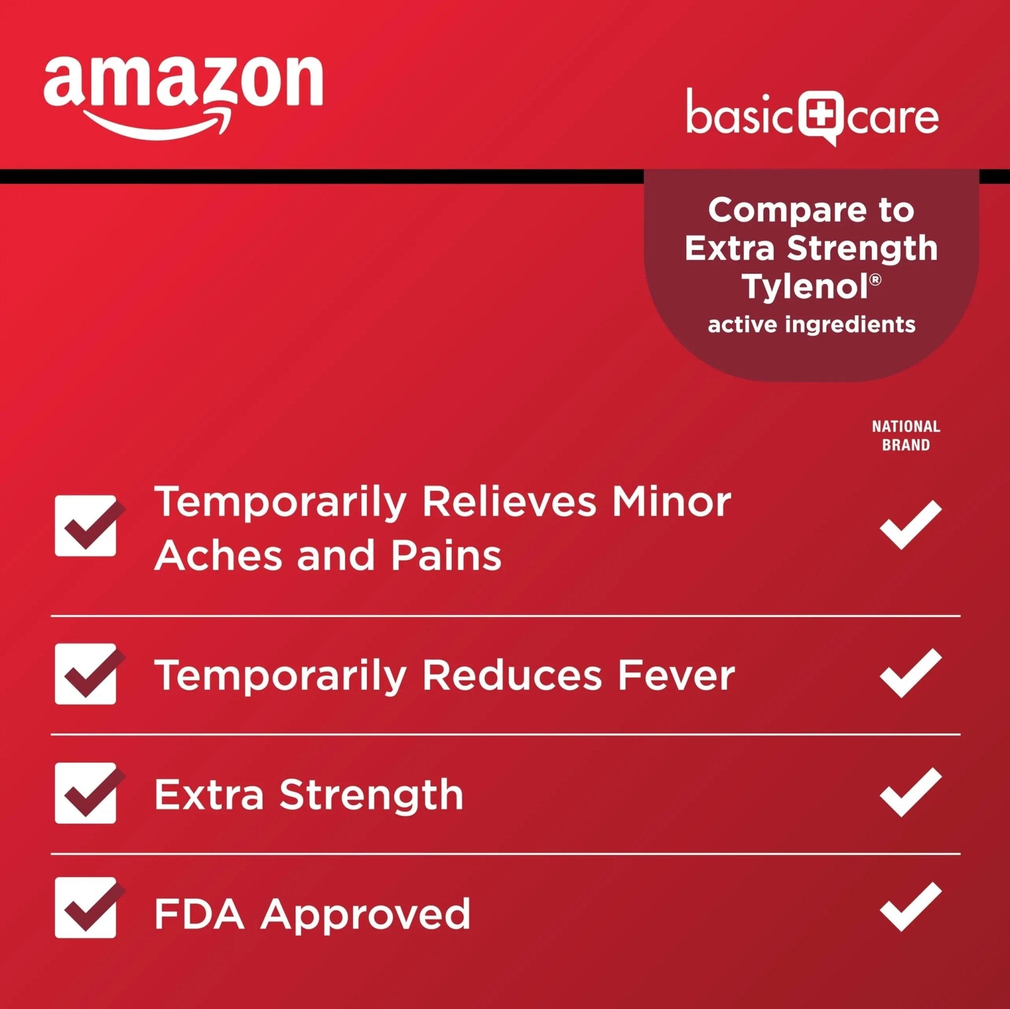 Amazon Basic Care Extra Strength Pain Relief, Acetaminophen Caplets, 500 mg, 200 Count - TrustMedUSA