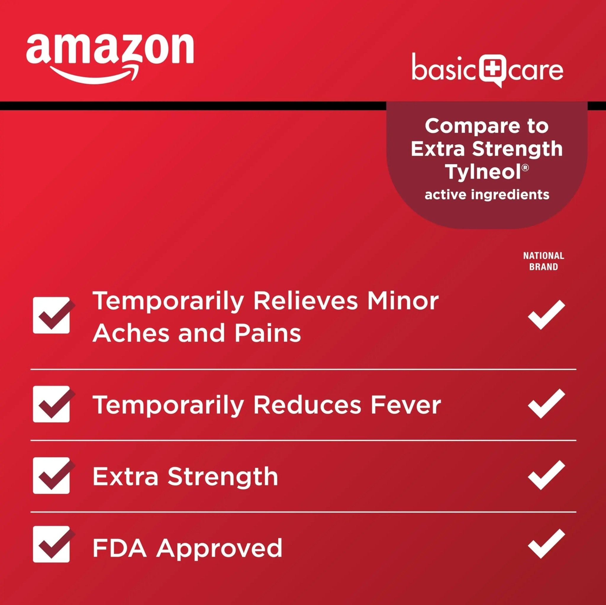 Amazon Basic Care Extra Strength Pain Relief, Acetaminophen Caplets, 500 mg, Pain Reliever/Fever Reducer, 500 Count - TrustMedUSA