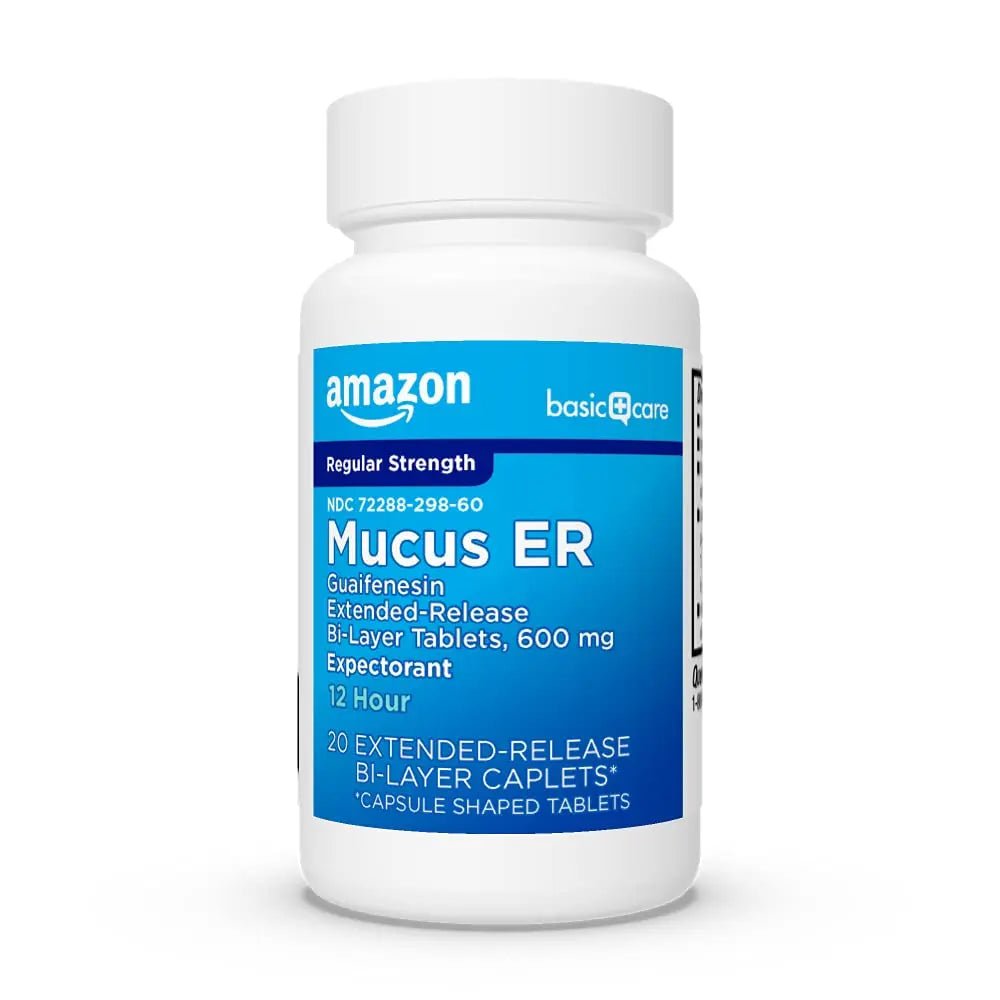 Amazon Basic Care Guaifenesin Extended-Release Tablets, 600 mg, 12 Hour Expectorant for Chest Congestion and Mucus Relief, 20 Count - TrustMedUSA