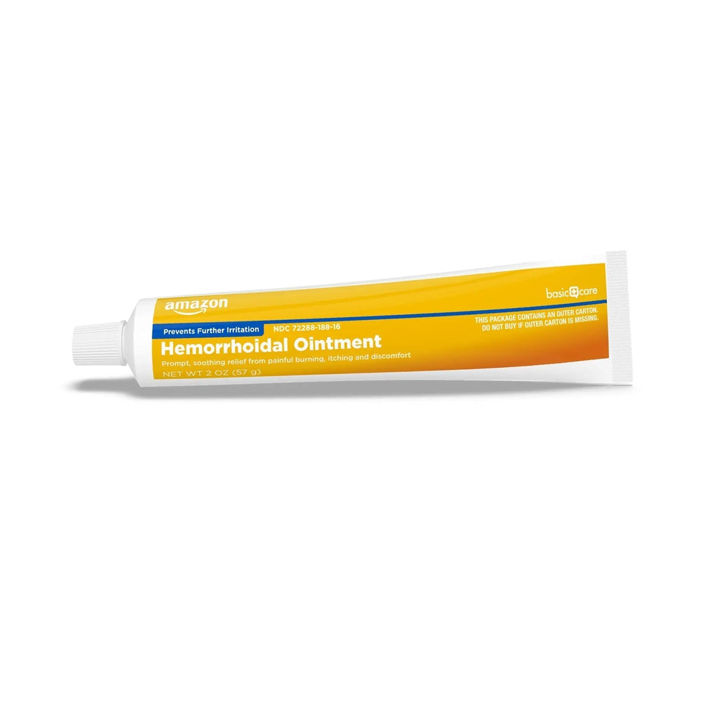 Amazon Basic Care Hemorrhoid Ointment, Fast-Acting Pain Relief, Relieves Burning, Itching, Swelling and Discomfort, 2 ounce (Pack of 1) - TrustMedUSA
