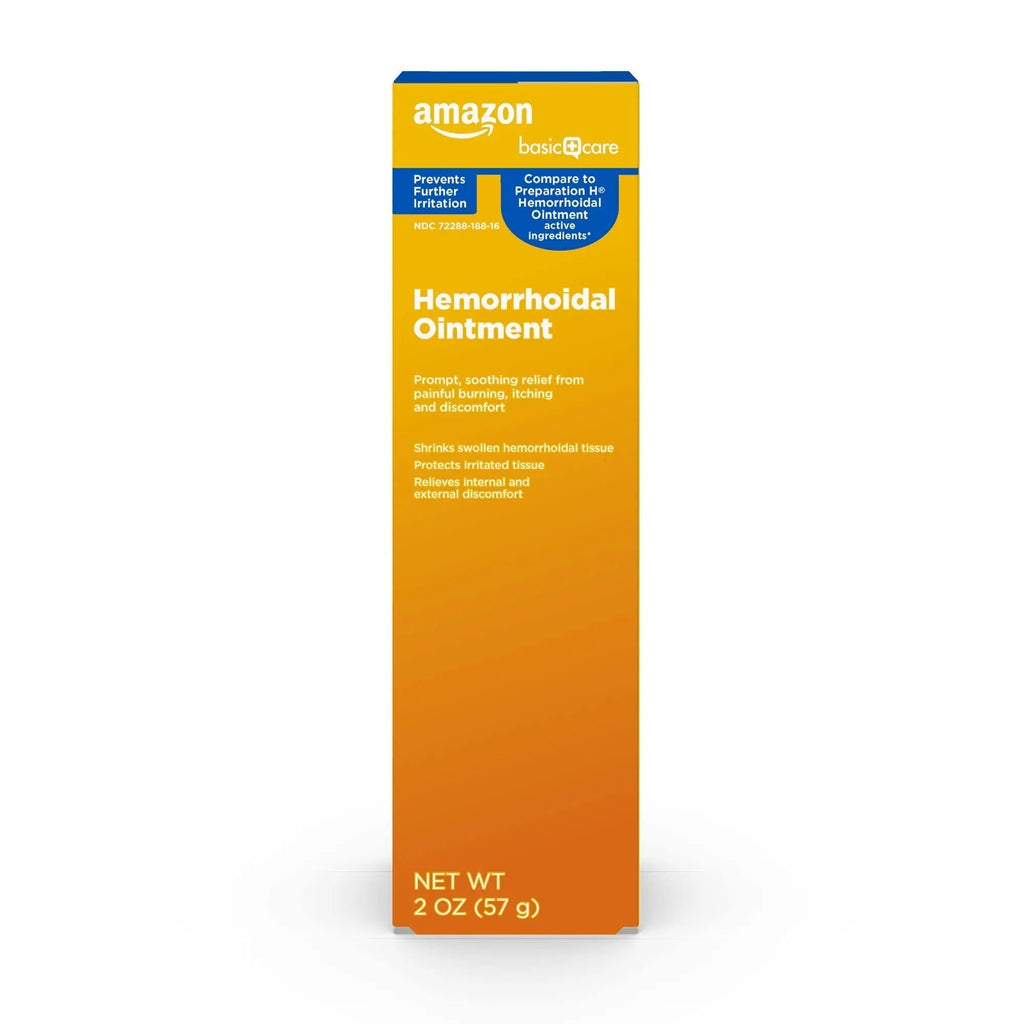 Amazon Basic Care Hemorrhoid Ointment, Fast-Acting Pain Relief, Relieves Burning, Itching, Swelling and Discomfort, 2 ounce (Pack of 1) - TrustMedUSA