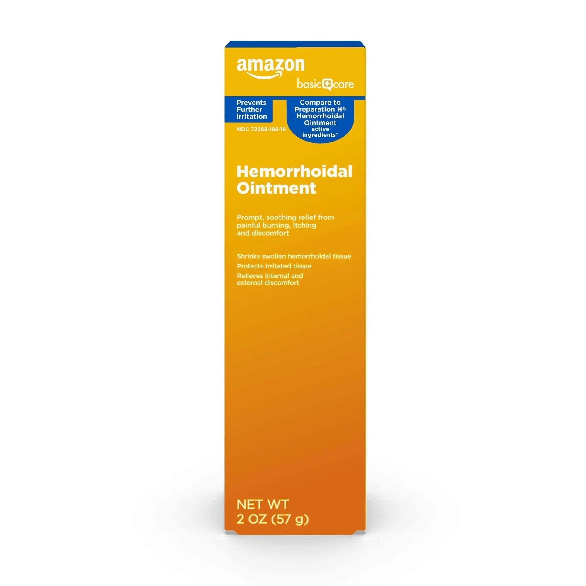 Amazon Basic Care Hemorrhoid Ointment, Fast-Acting Pain Relief, Relieves Burning, Itching, Swelling and Discomfort, 2 ounce (Pack of 1) - TrustMedUSA