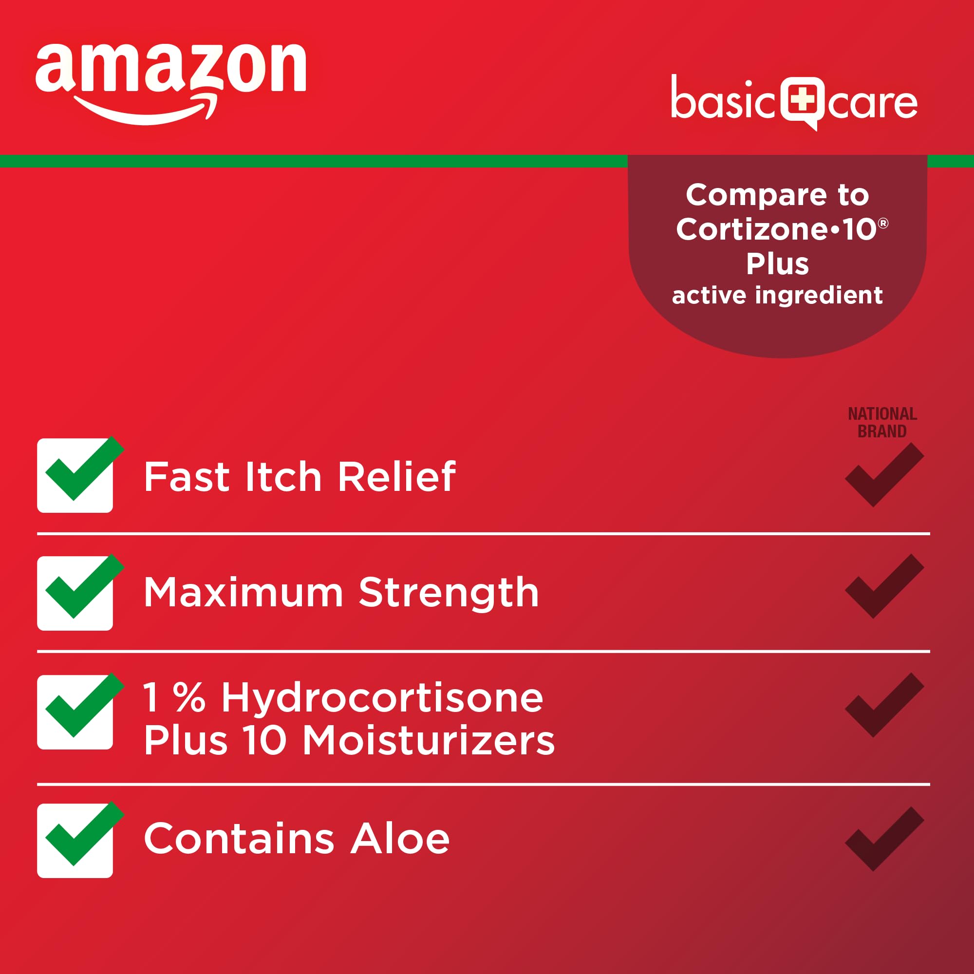 Amazon Basic Care Hydrocortisone 1% Anti-Itch Cream, White, 2 Ounce (Pack of 1) - Maple Wellness Supplements
