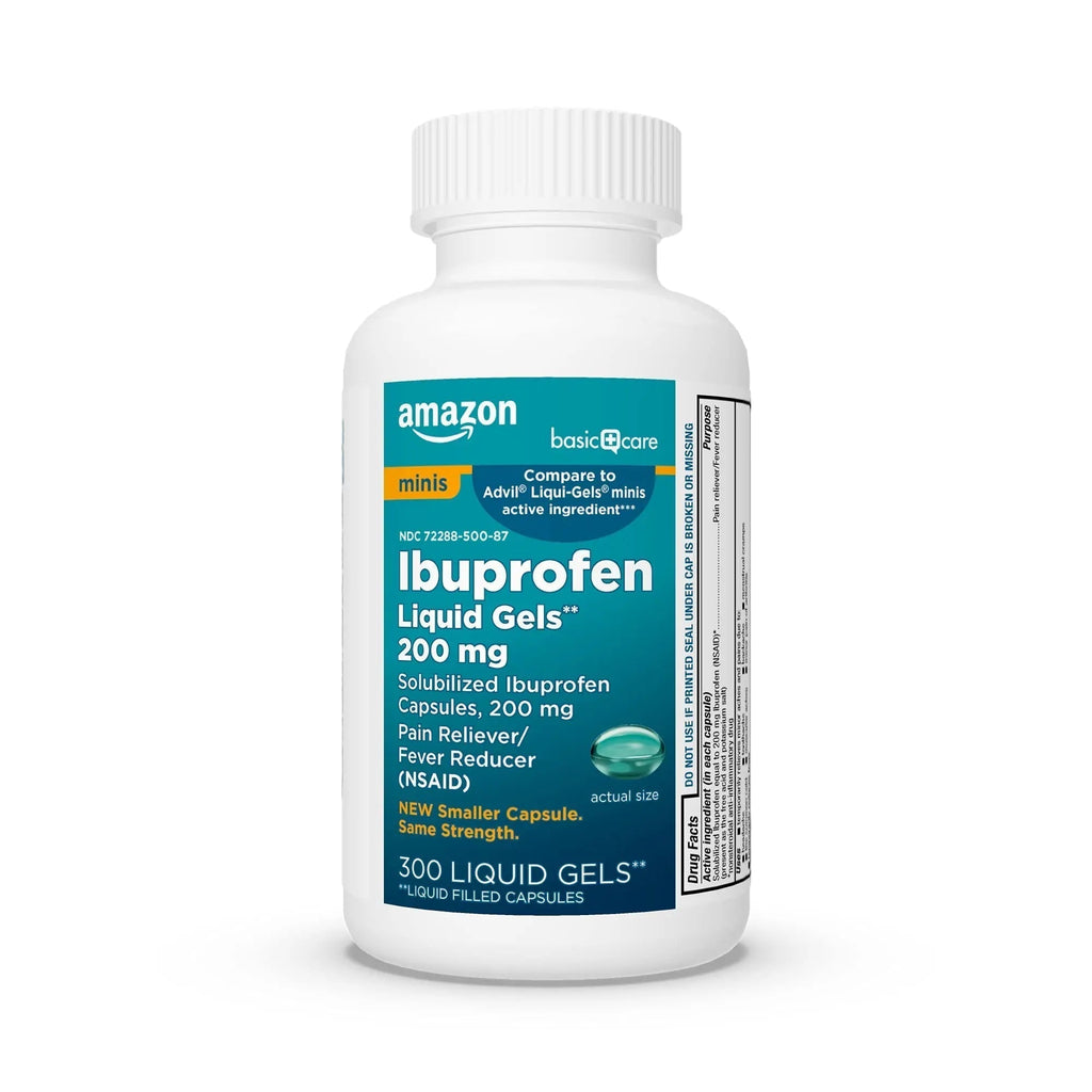 Amazon Basic Care Ibuprofen Mini Liquid Gels, 200 mg, Pain Reliever and Fever Reducer for Headache, Backache, Arthritis Pain, Menstrual Cramps and Toothaches, Fast-Acting, 300 Count - TrustMedUSA