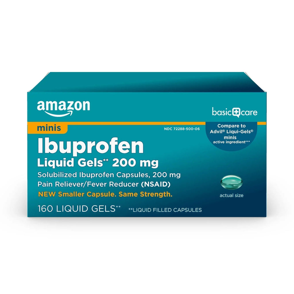 Amazon Basic Care Ibuprofen Mini Liquid Gels, 200 mg, Pain Reliever and Fever Reducer for Headache, Backache, Menstrual Pain, Arthritis, 160 Count - TrustMedUSA