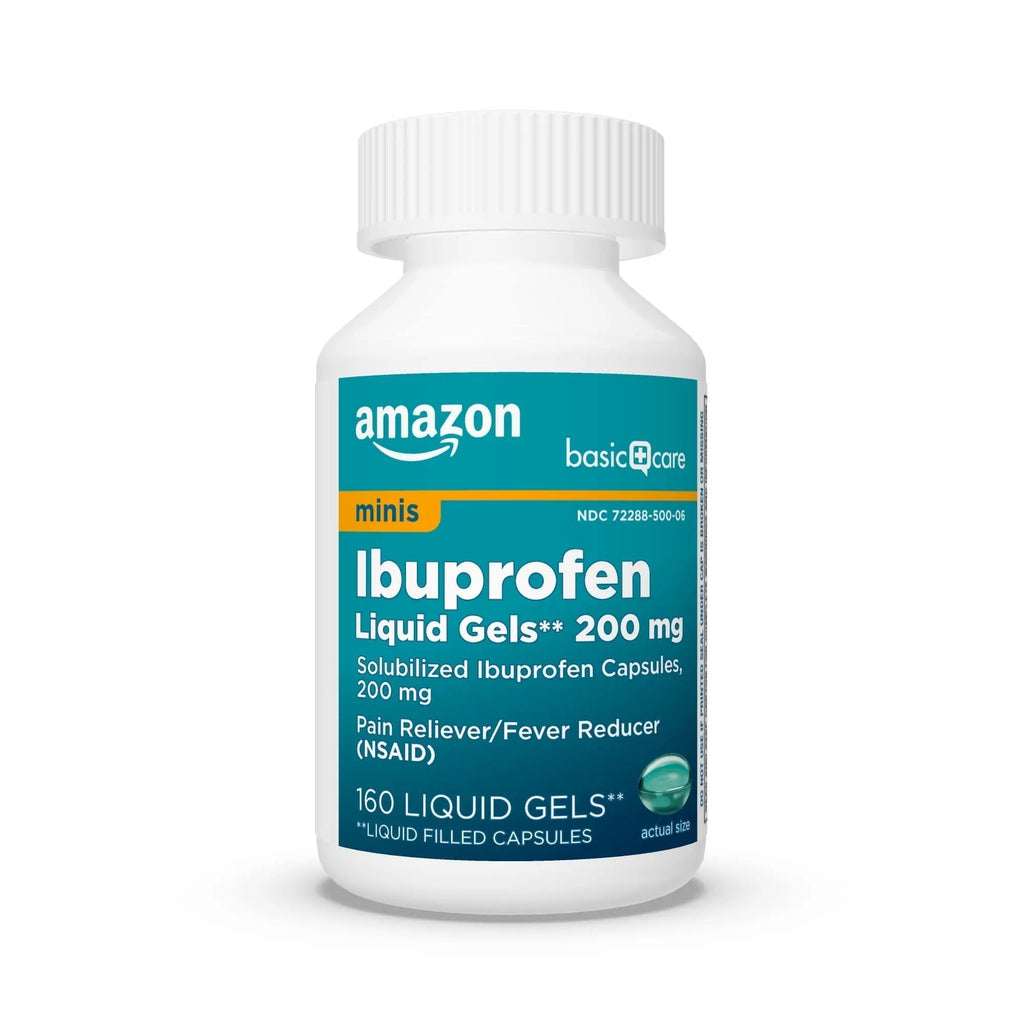Amazon Basic Care Ibuprofen Mini Liquid Gels, 200 mg, Pain Reliever and Fever Reducer for Headache, Backache, Menstrual Pain, Arthritis, 160 Count - TrustMedUSA