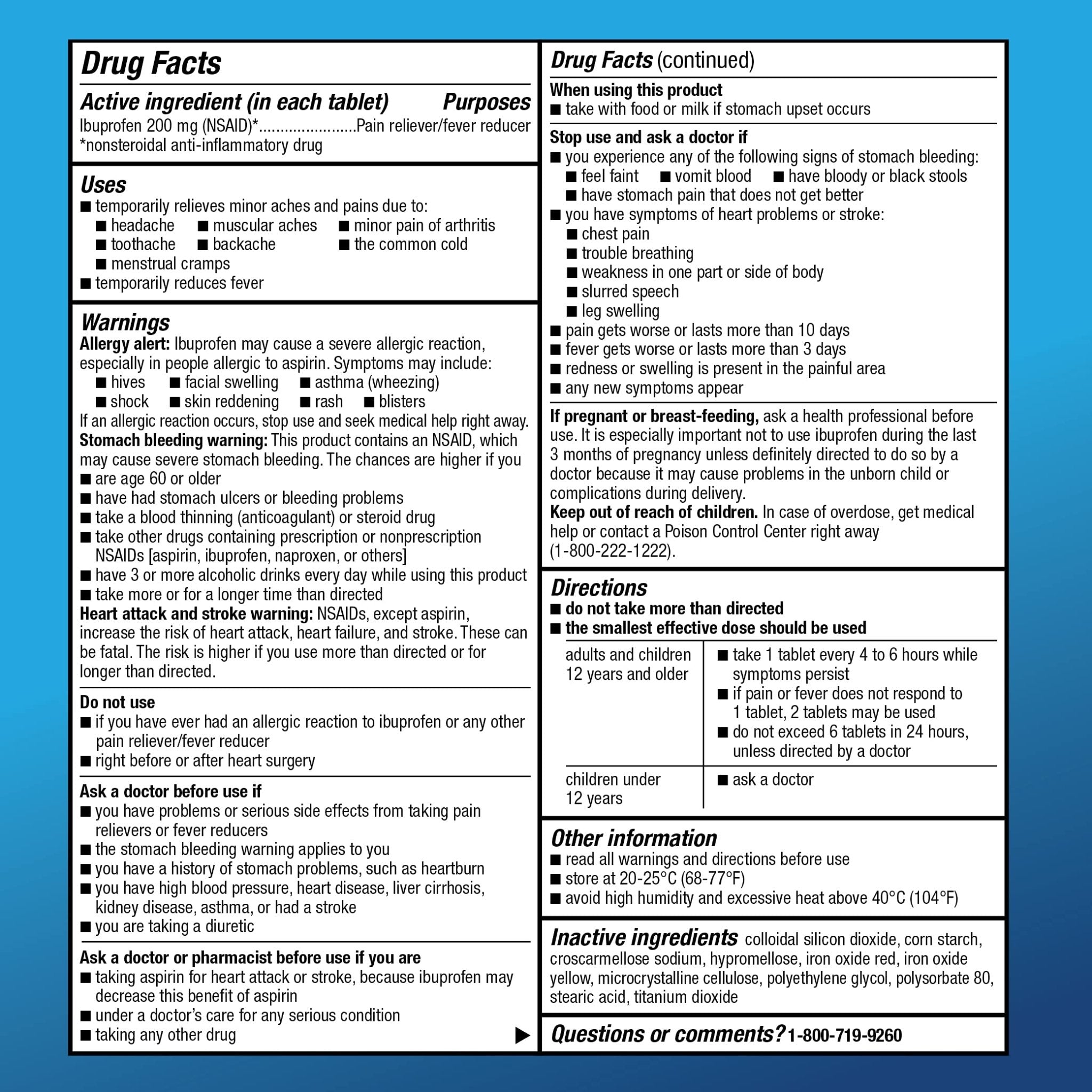 Amazon Basic Care Ibuprofen Tablets, 200 mg, Pain Reliever and Fever Reducer, For Headache, Muscular Aches, Arthritis, Backache, Menstrual Pain, 100 Count (Pack of 1) - Maple Wellness Supplements