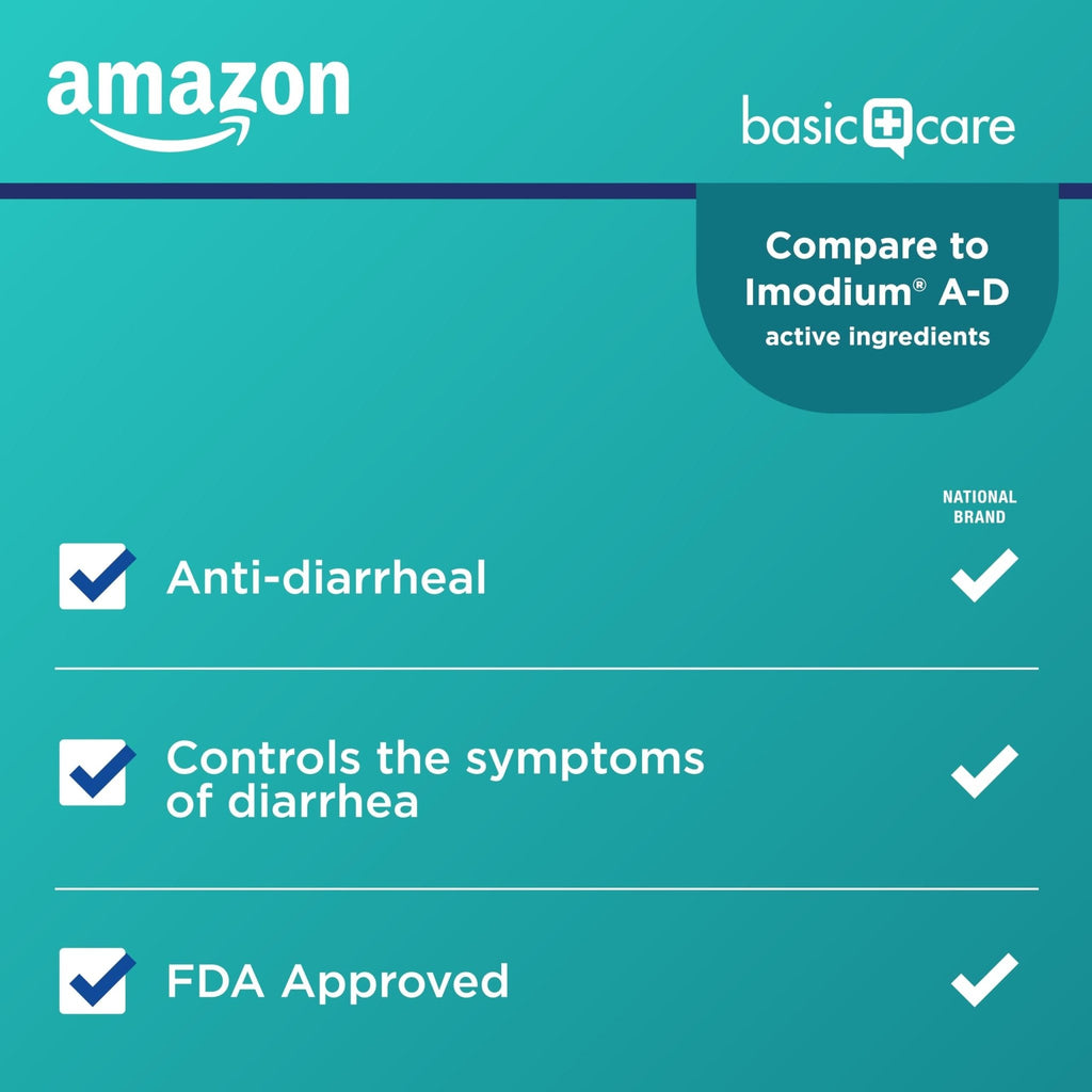 Amazon Basic Care Loperamide Hydrochloride Tablets, 2 mg, Anti-Diarrheal, 24 Count (Pack of 1) - Maple Wellness Supplements