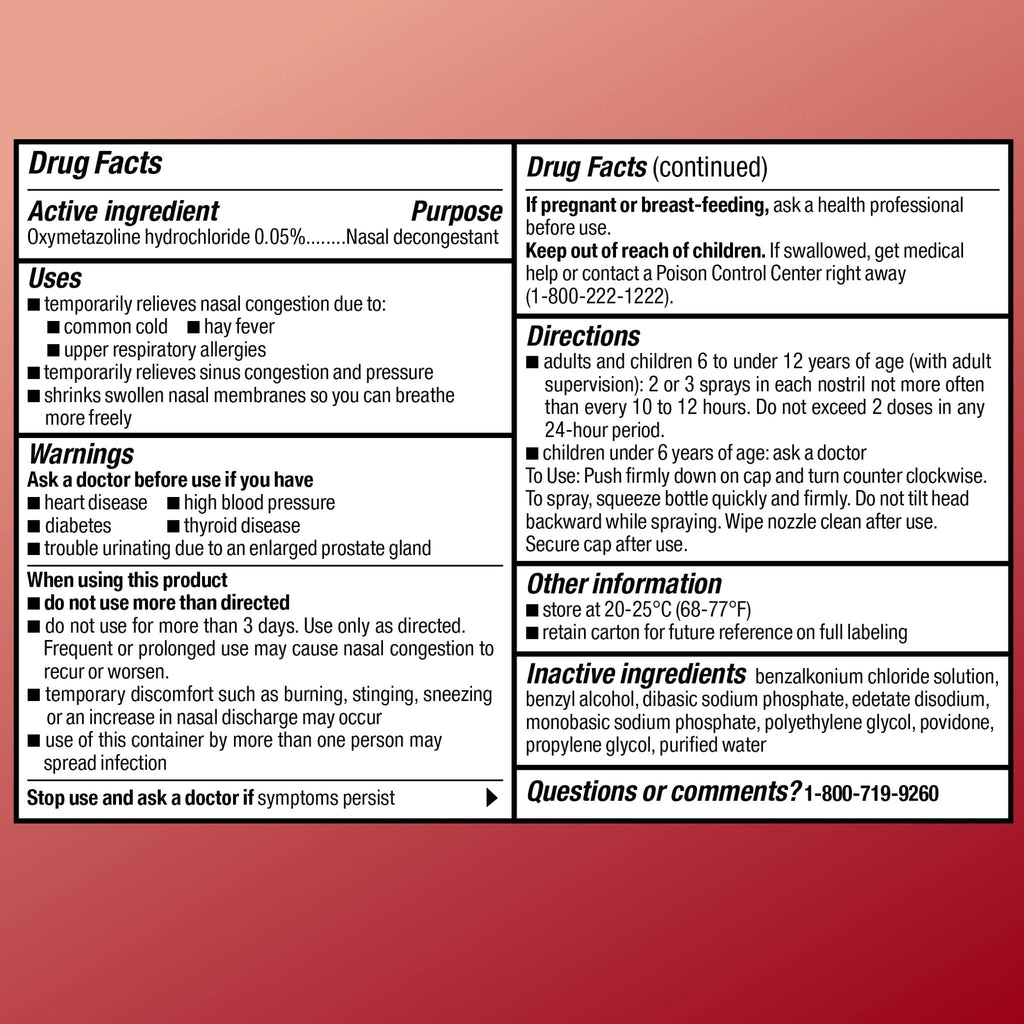 Amazon Basic Care Maximum Strength 12 Hour Nasal Spray, Oxymetazoline HCl Solution, Sinus Pressure Relief, Cold and Allergy Medicine, Decongestant, 1 fl oz (Pack of 1) - Maple Wellness Supplements