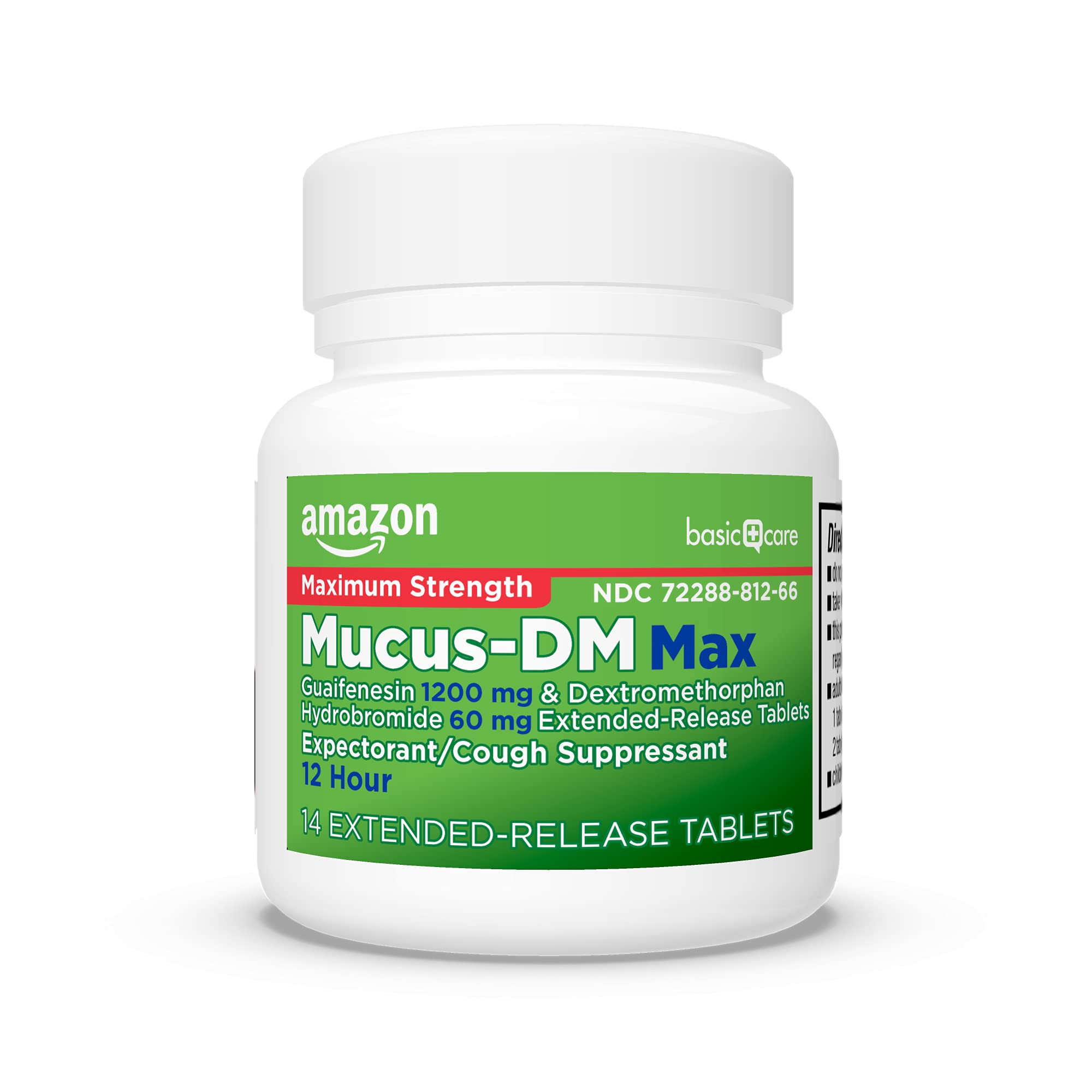 Amazon Basic Care Maximum Strength Mucus DM, Expectorant and Cough Suppressant, Chest Congestion Relief, 12 Hour, 14 Tablets - Maple Wellness Supplements